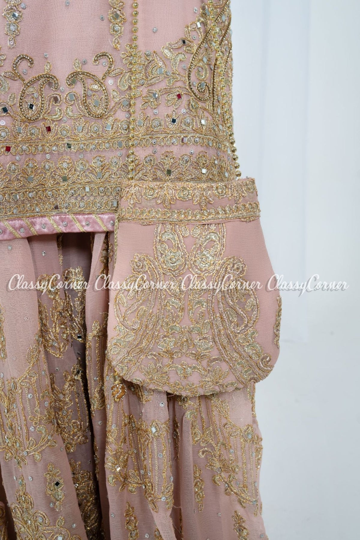 Pink Chiffon Embroidered Pakistani Gharara