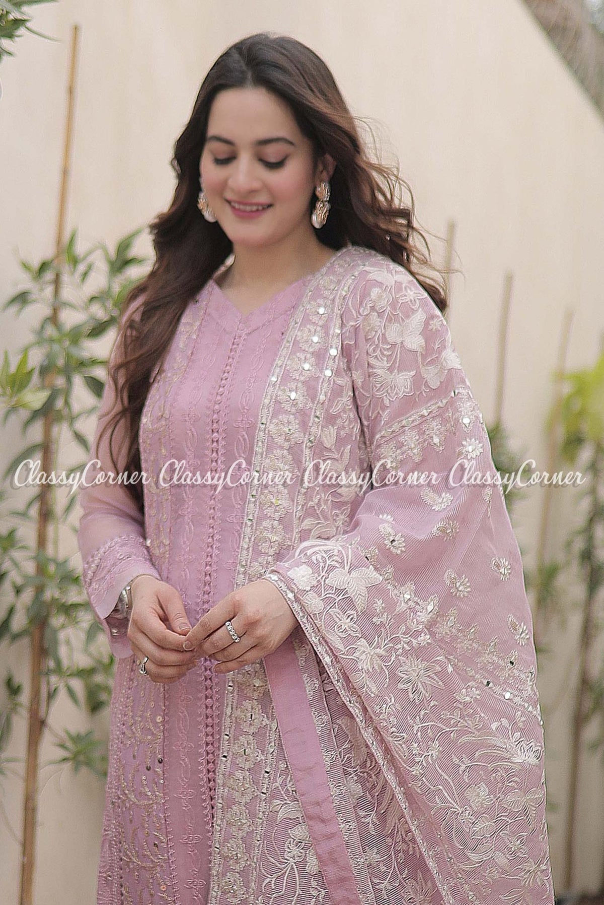 Tea Pink Chiffon Party Wear Salwar Kameez