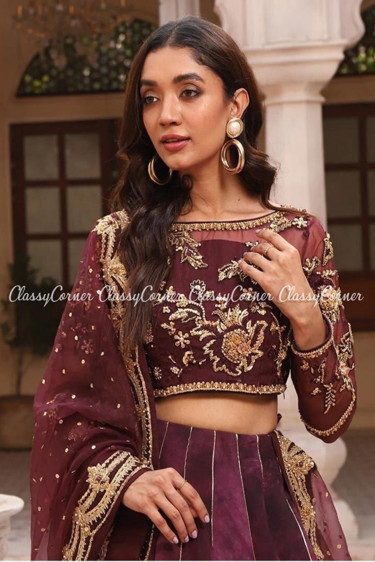 Plum Party Wear Lehenga Choli