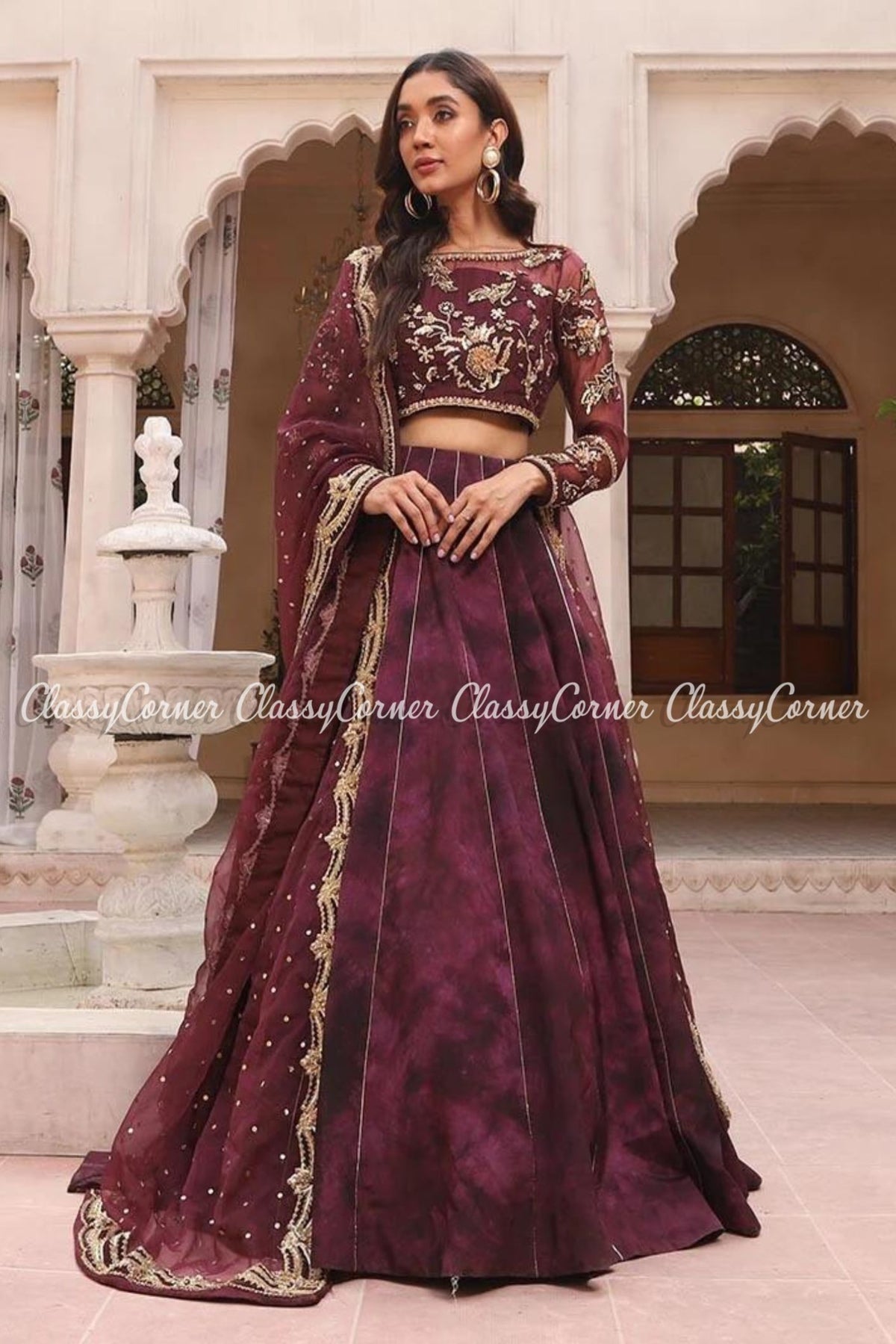 Plum Party Wear Lehenga Choli