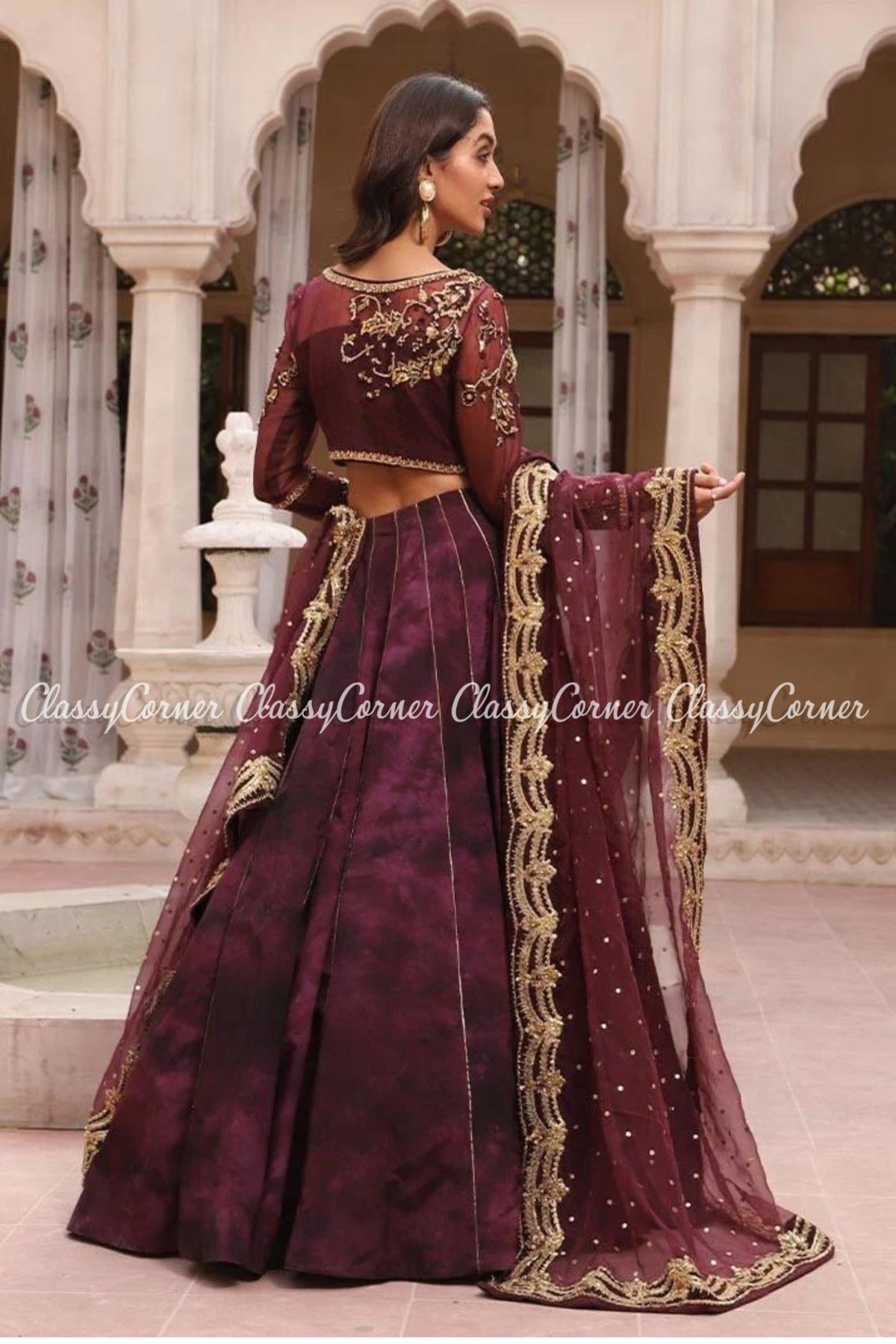 Plum Party Wear Lehenga Choli