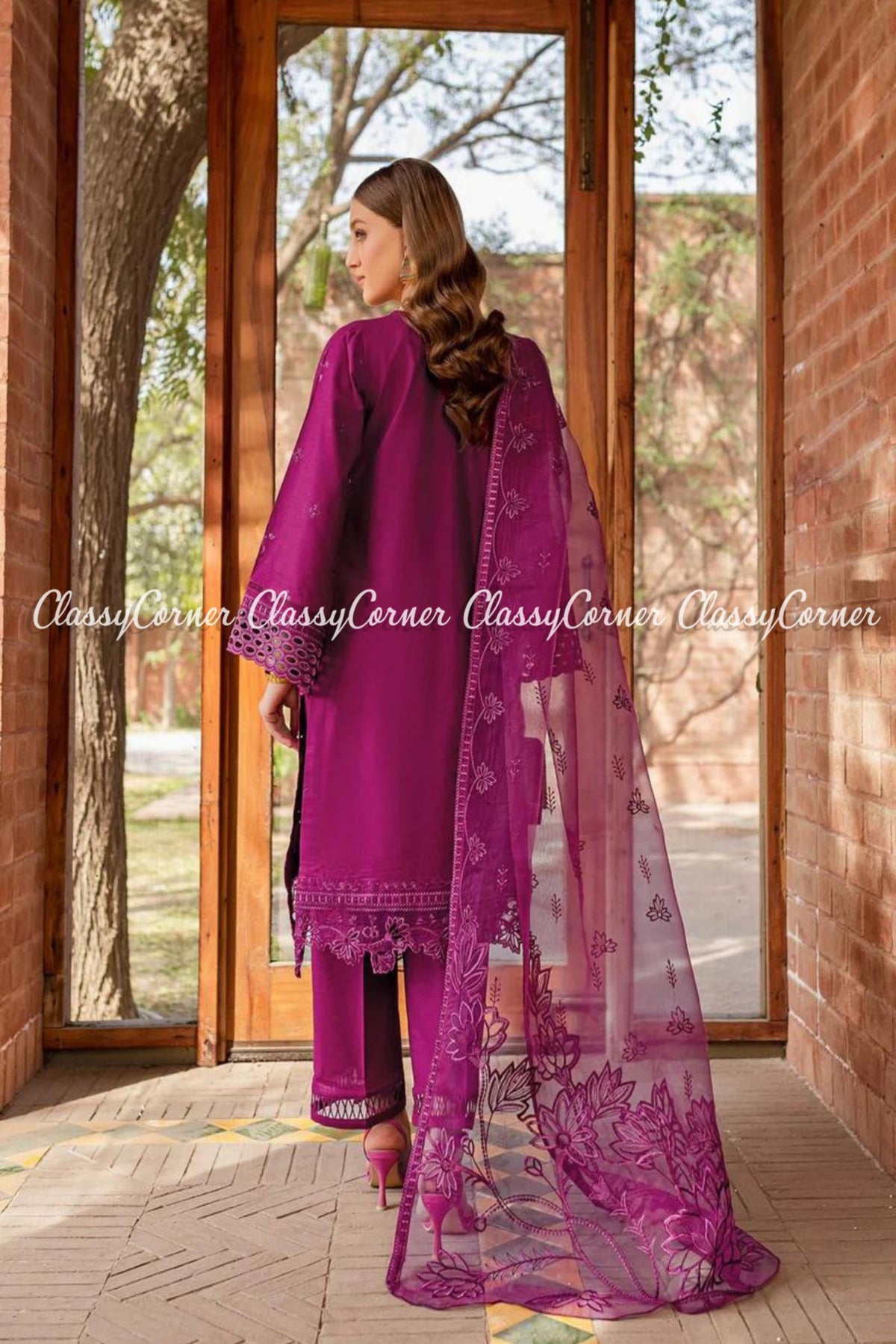 Plum Lawn Embroidered Pakistani Salwar Kameez