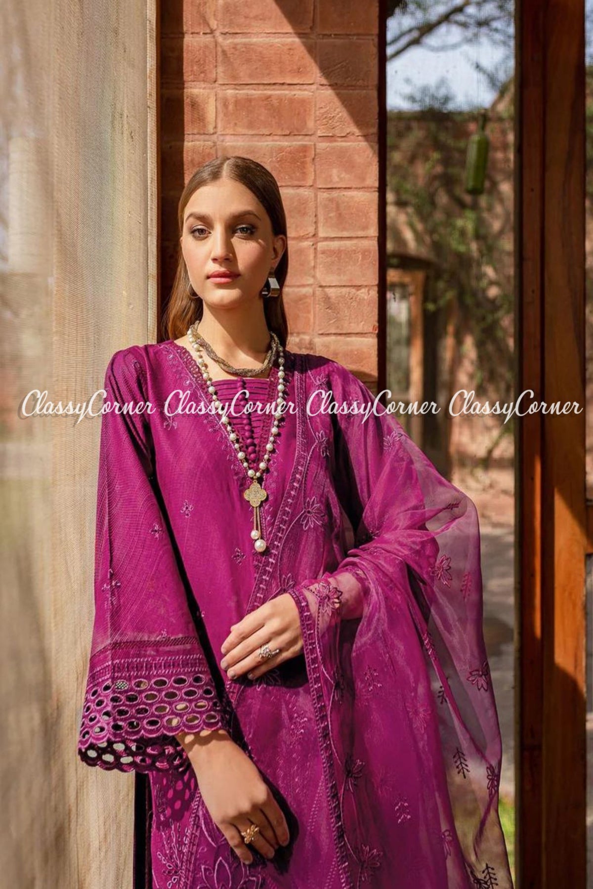 Plum Lawn Embroidered Pakistani Salwar Kameez