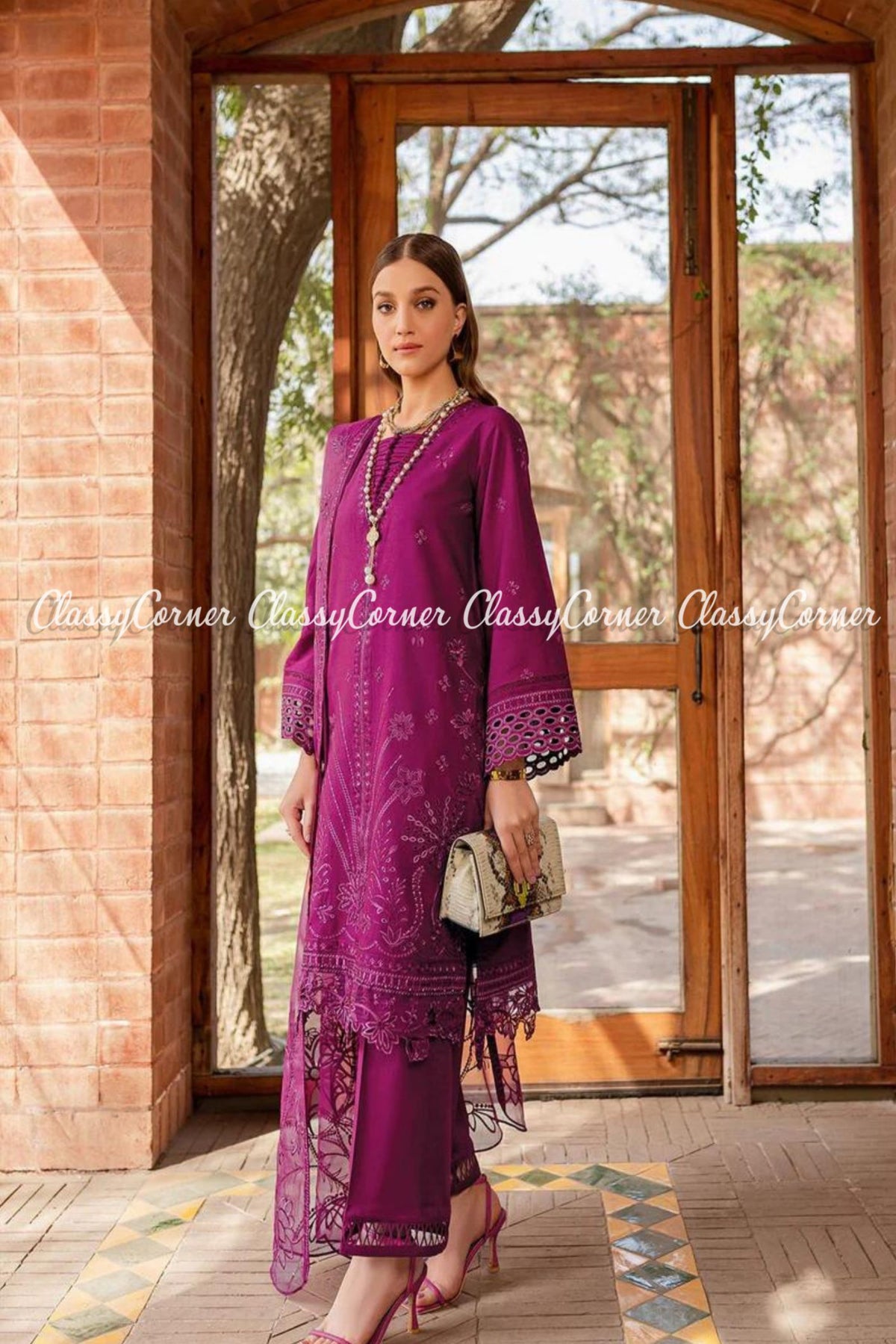 Plum Lawn Embroidered Pakistani Salwar Kameez