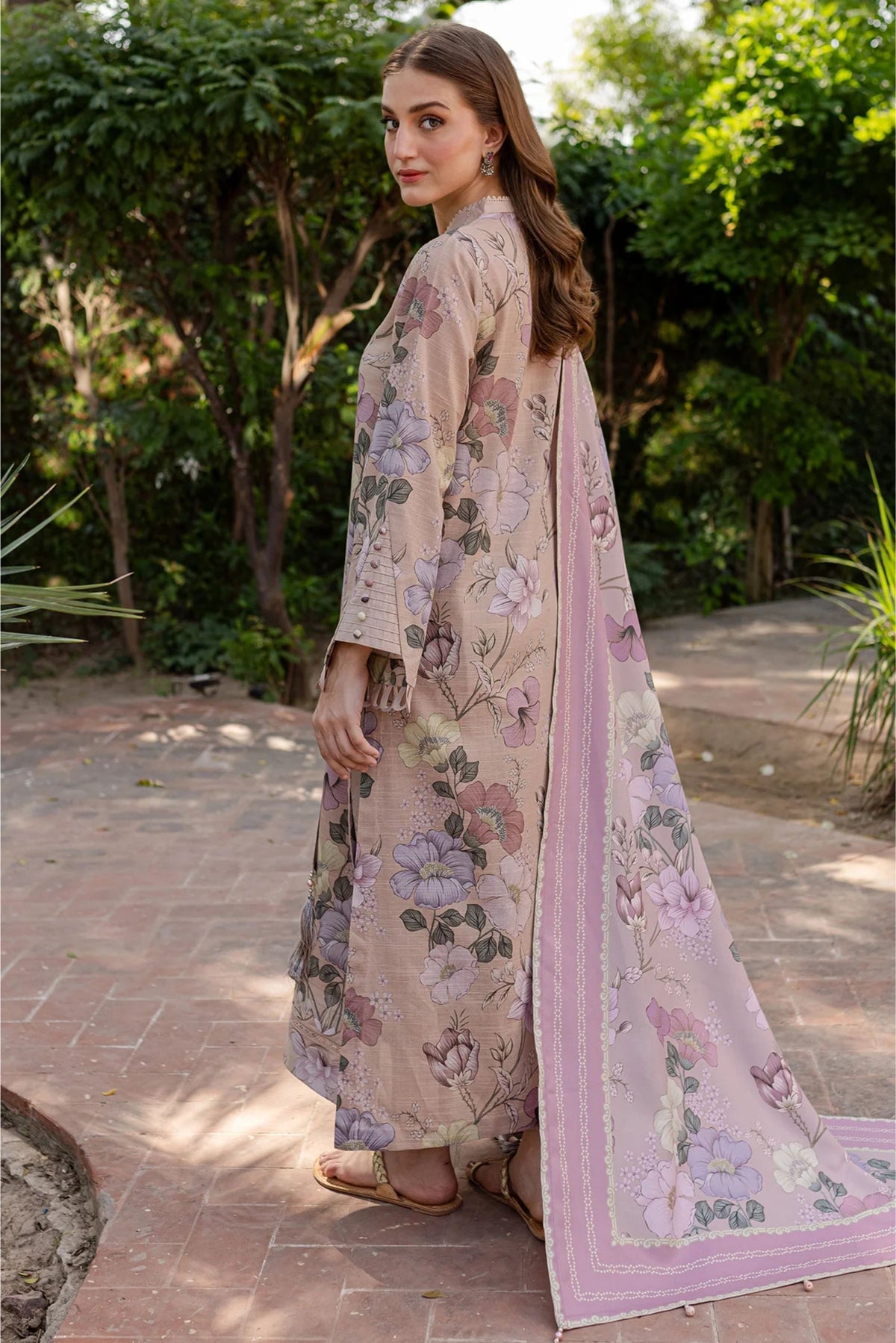 Pakistani Floral Printed Khadar Suit