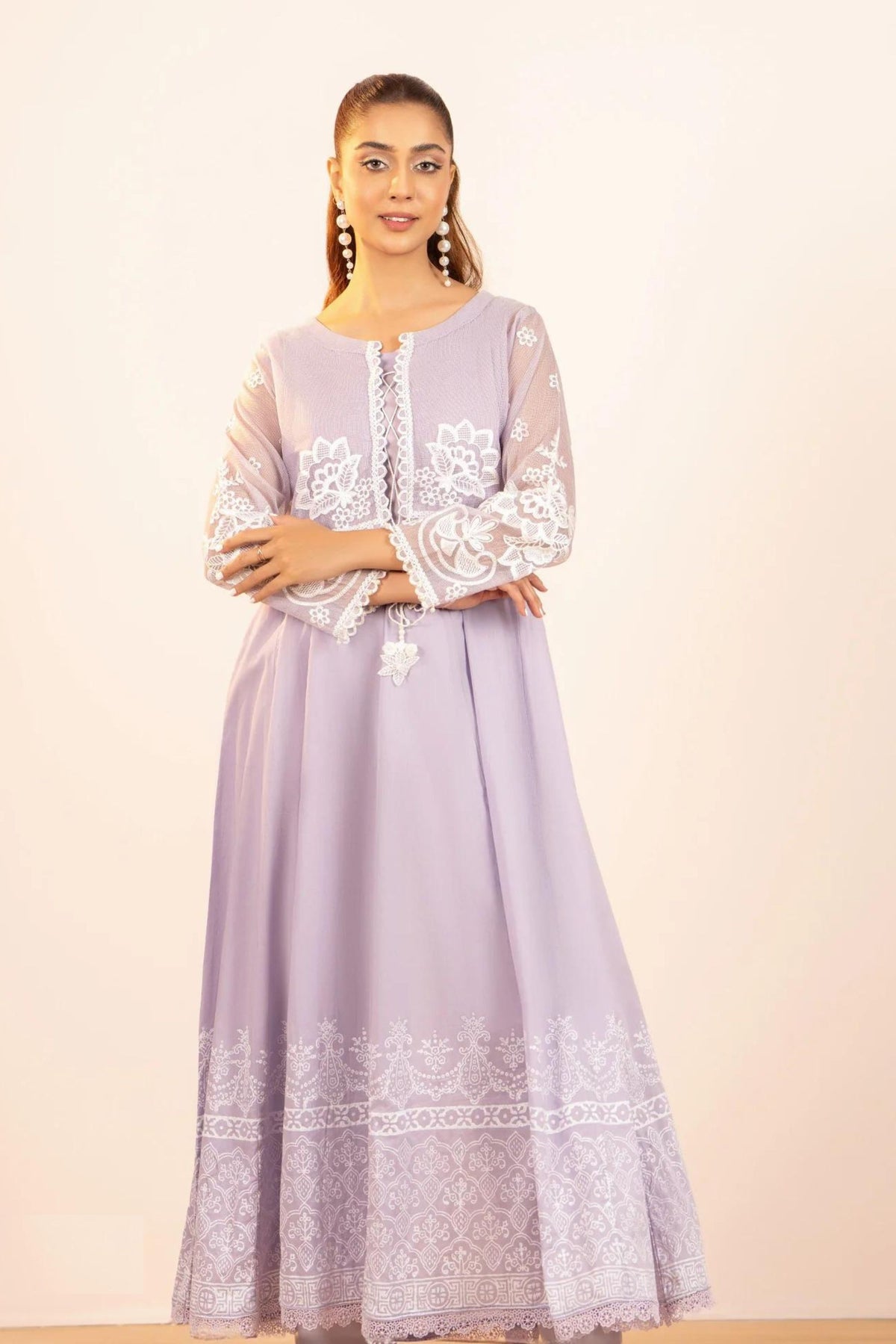 Light Purple Lawn Readymade Frock