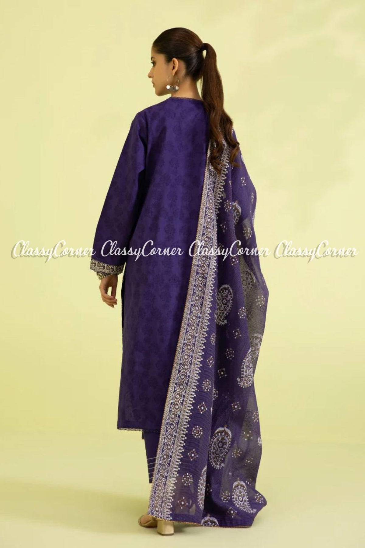 Blue White Lawn Embroidered Pakistani Salwar Kameez