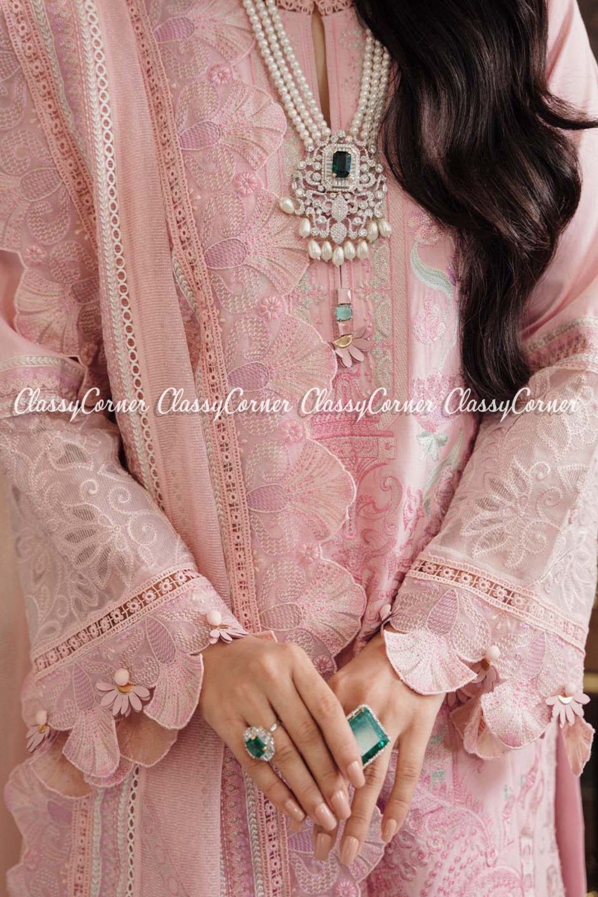 Tea Pink Lawn Embroidered Pakistani Salwar Kameez