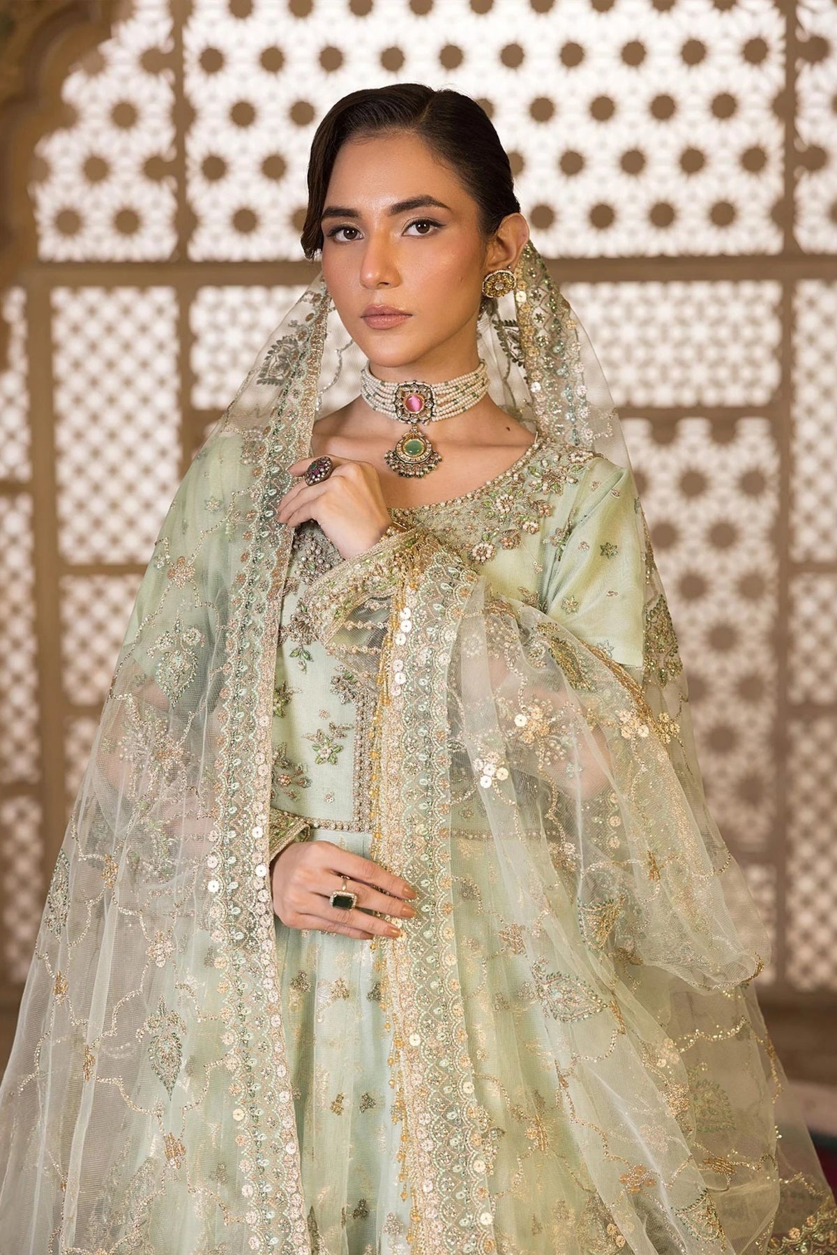 Pista Net Wedding Wear Lehenga