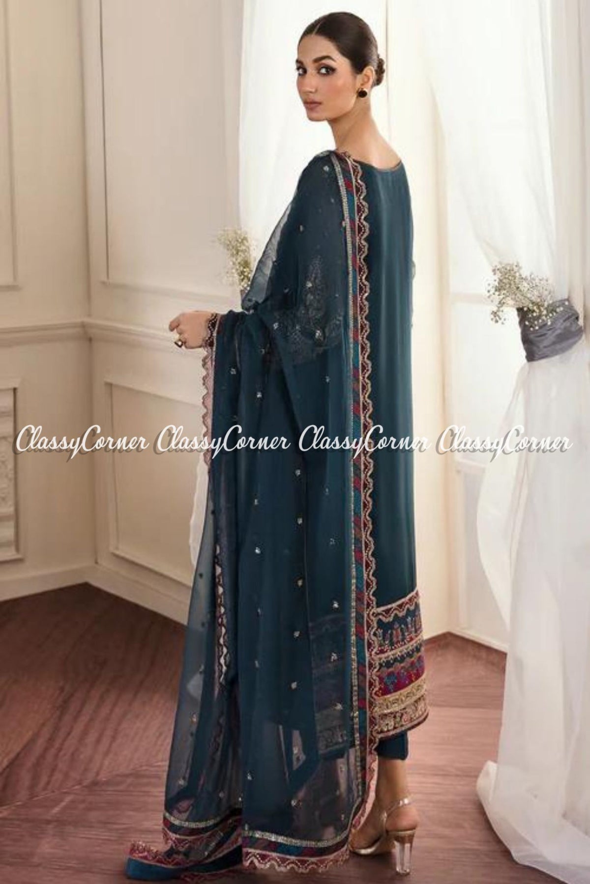 Zinc Multi Chiffon Embroidered Party Wear Salwar Kameez