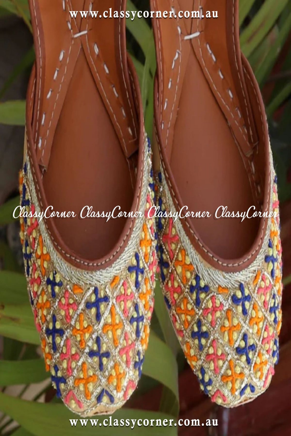 Multicolor Mayon Silk Khussa - Classy Corner