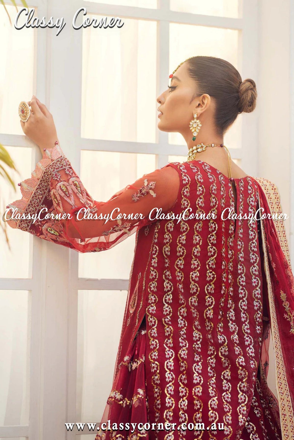 Pakistani Red Wedding Dress - Classy Corner