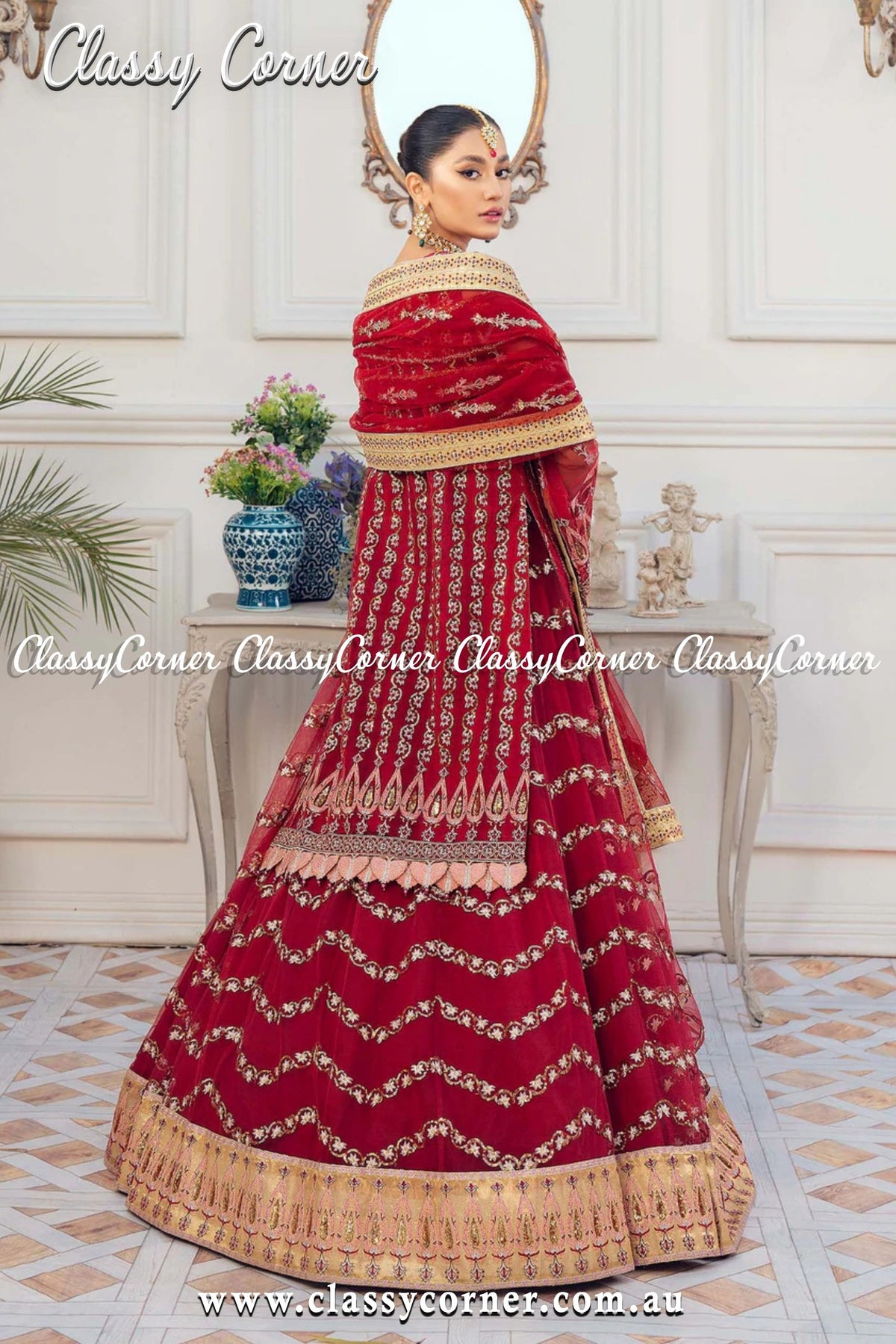 Pakistani Red Wedding Dress - Classy Corner