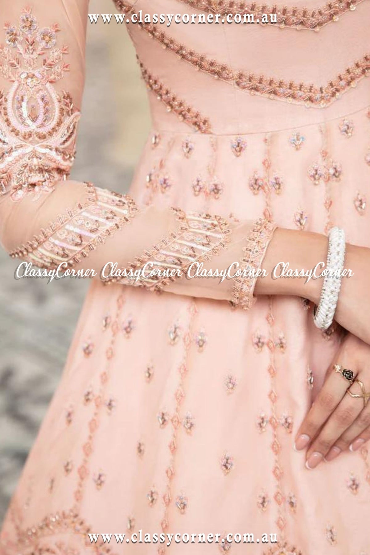 Regal Pink Organza Gown Outfit - Classy Corner