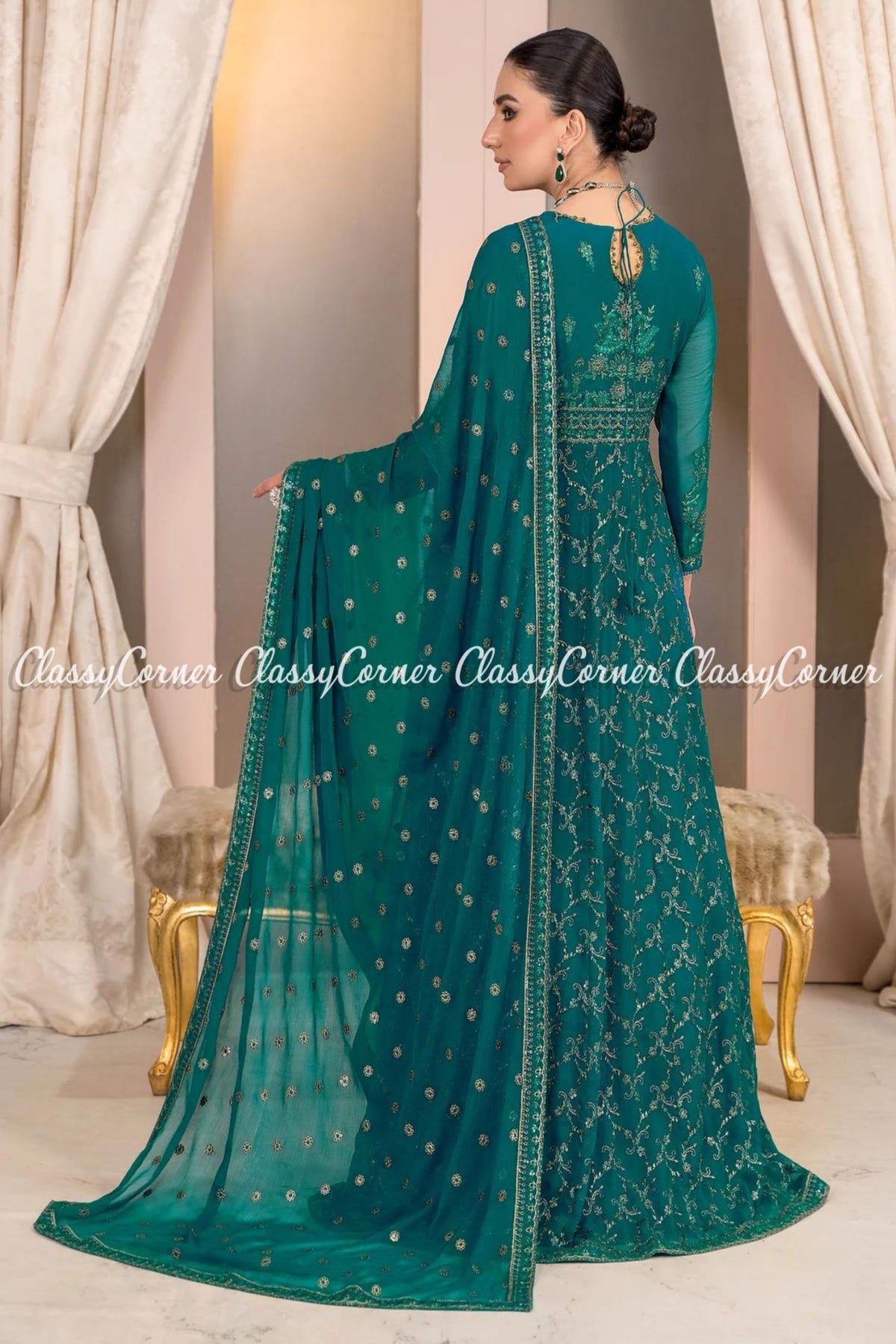 Zinc Chiffon Embroidered Pakistani Gown Saree