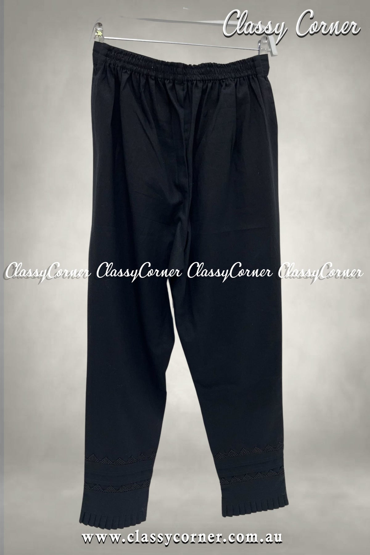 Black Lace Border Design Trouser - Classy Corner