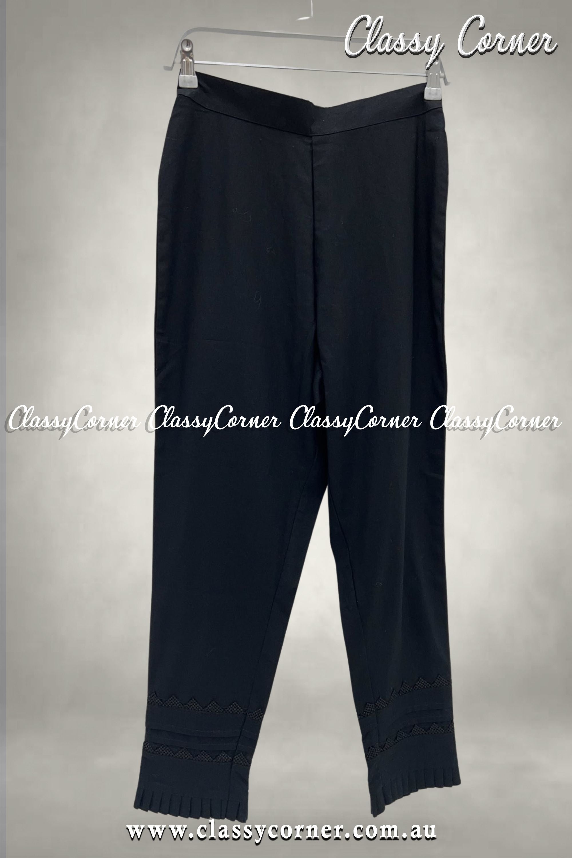 Black Lace Border Design Trouser - Classy Corner