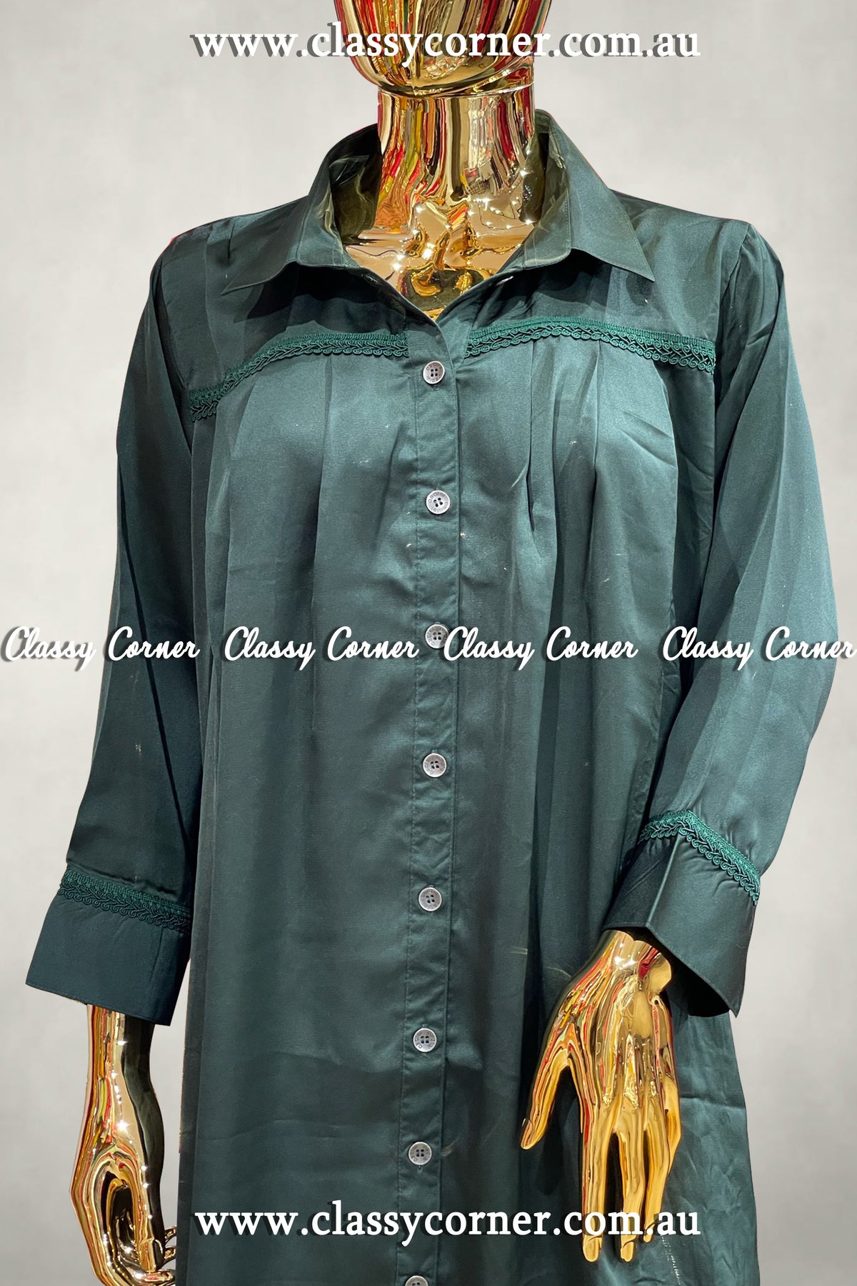 Bottle Green Plus Size Casual Kurti - Classy Corner