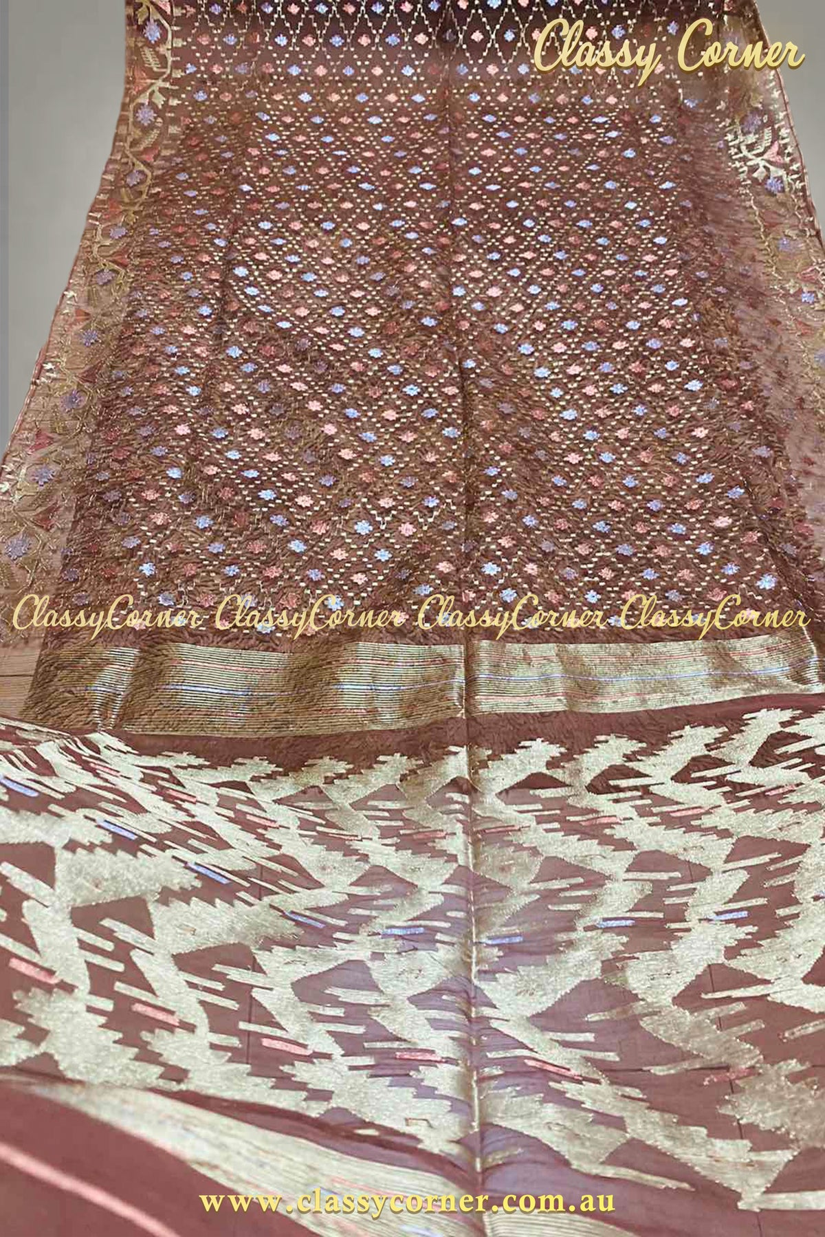 Brownie Chocolate Jamdanee Saree - Classy Corner