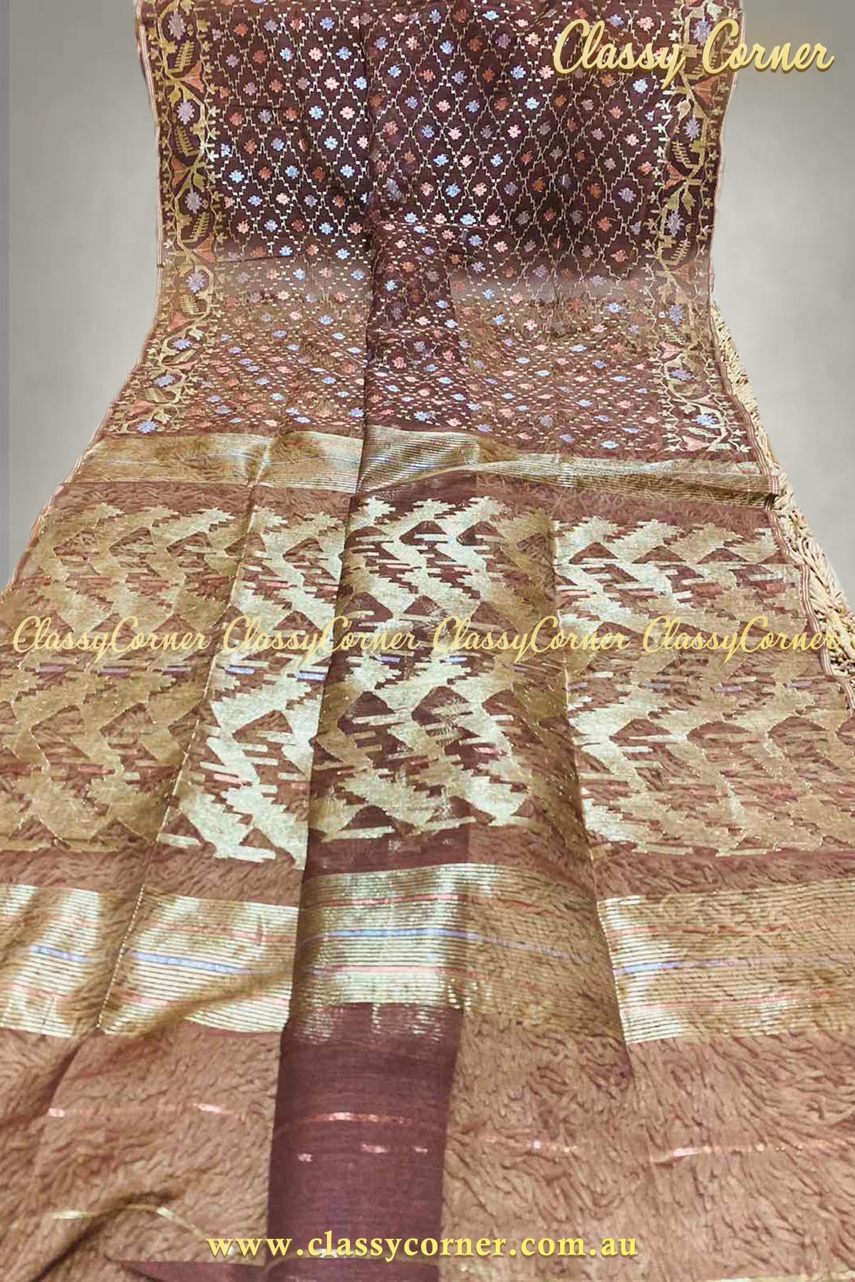 Brownie Chocolate Jamdanee Saree - Classy Corner