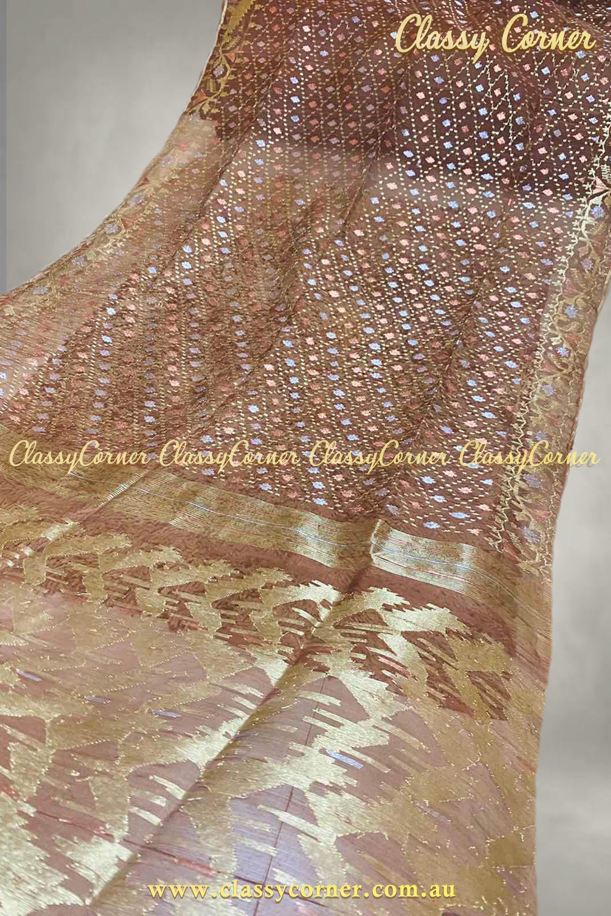 Brownie Chocolate Jamdanee Saree - Classy Corner