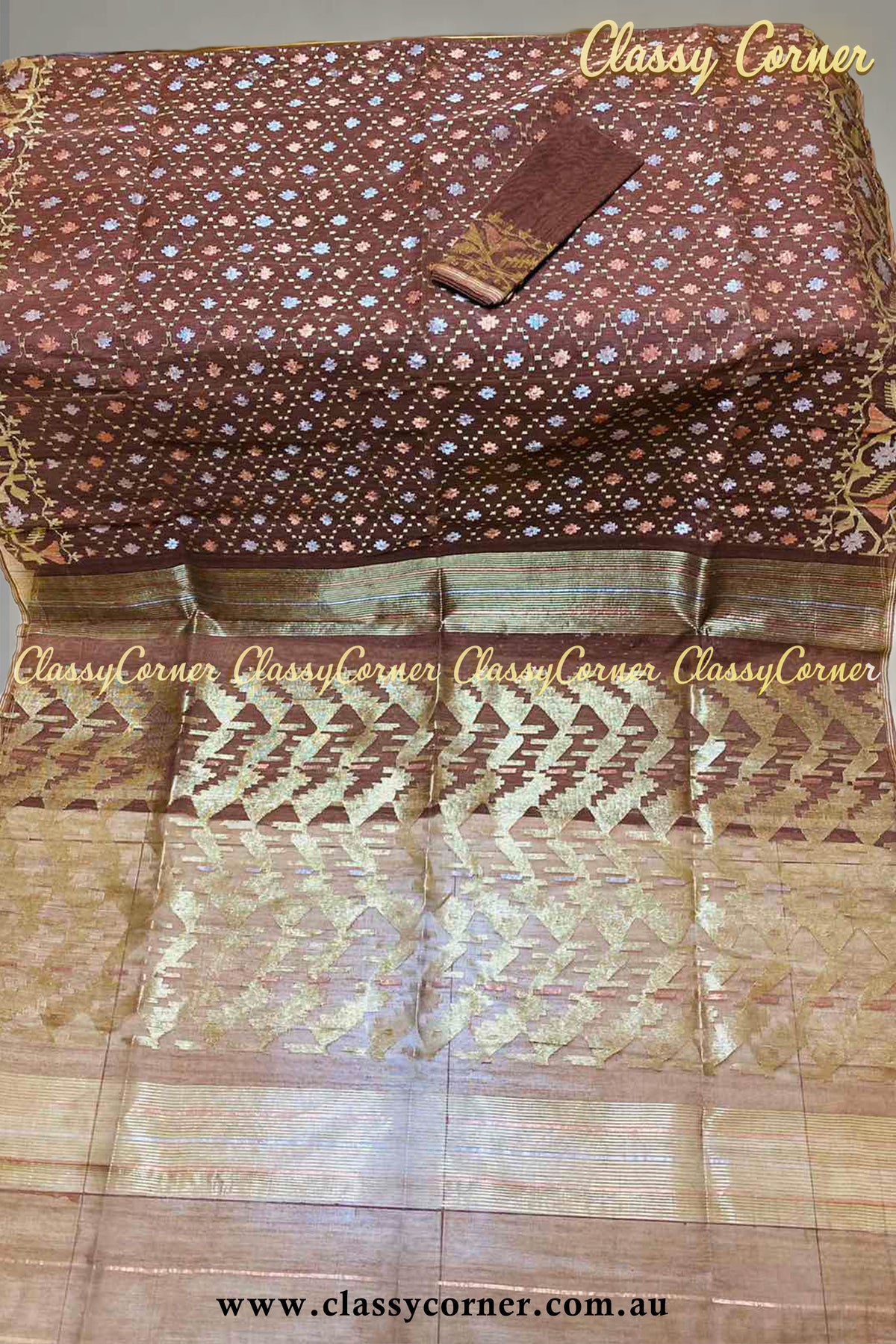 Brownie Chocolate Jamdanee Saree - Classy Corner