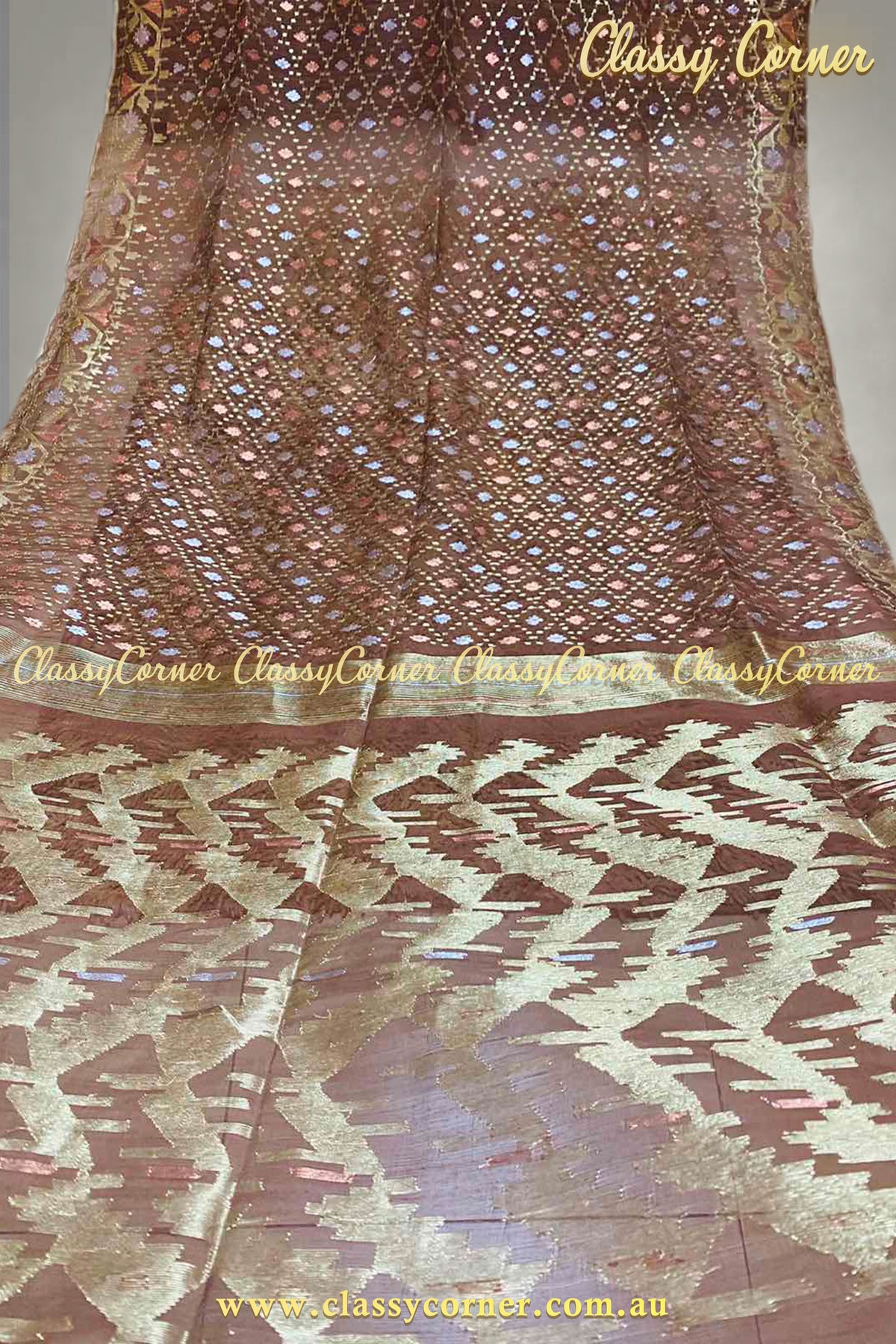 Brownie Chocolate Jamdanee Saree - Classy Corner