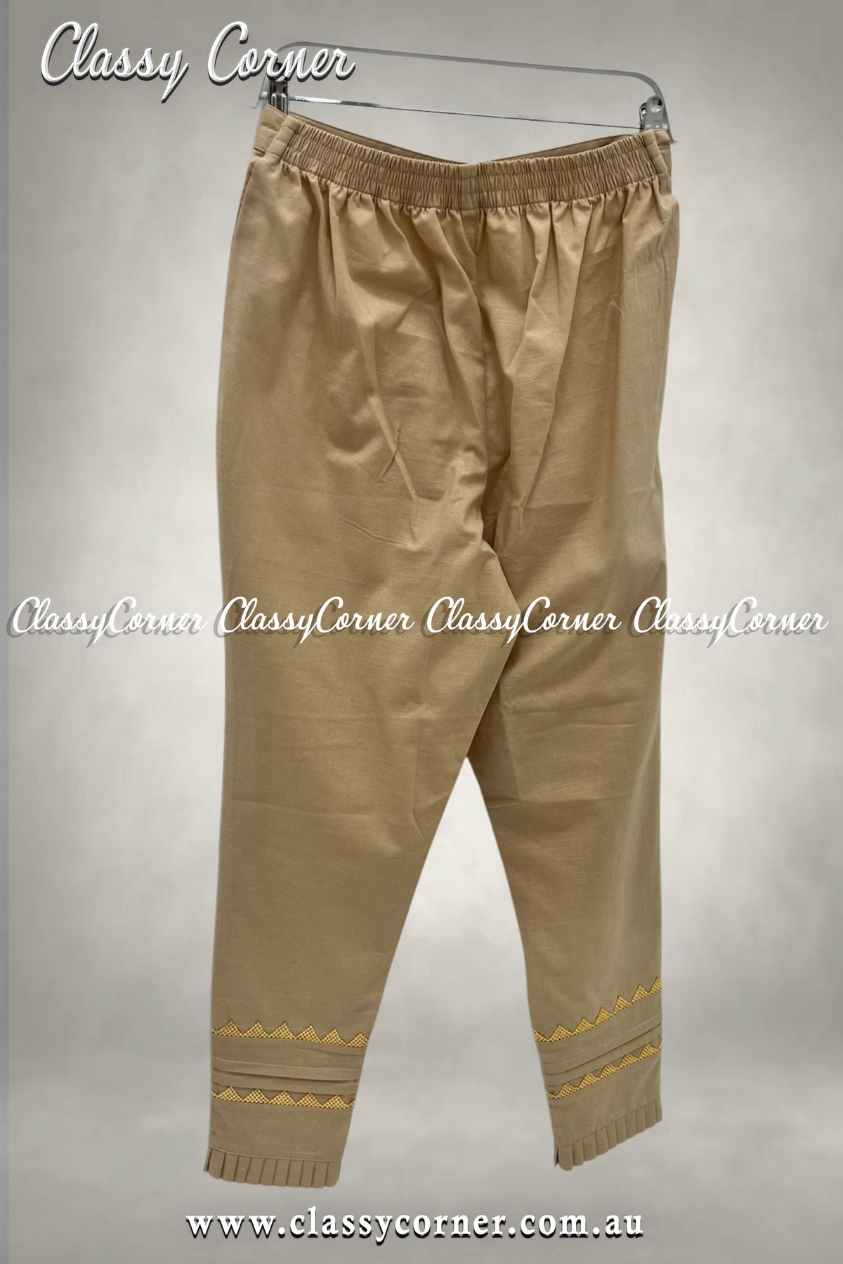 Beige Lace Border Design Trouser - Classy Corner