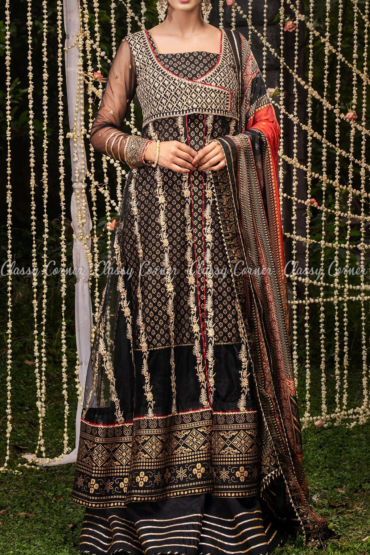 Classic Aztec Print and Embroidery Design Salwar Kameez - Classy Corner