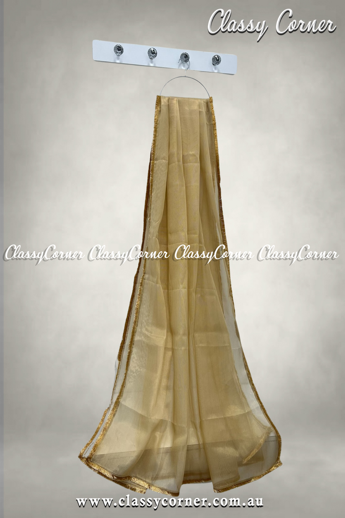 Golden Zari Border Maysoori Dupatta - Classy Corner