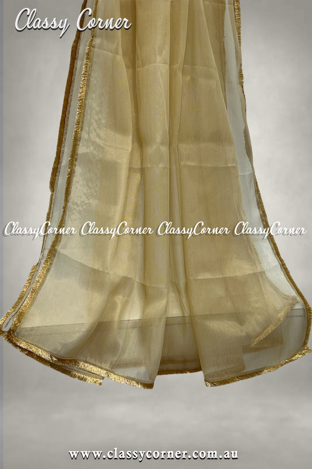 Golden Zari Border Maysoori Dupatta - Classy Corner