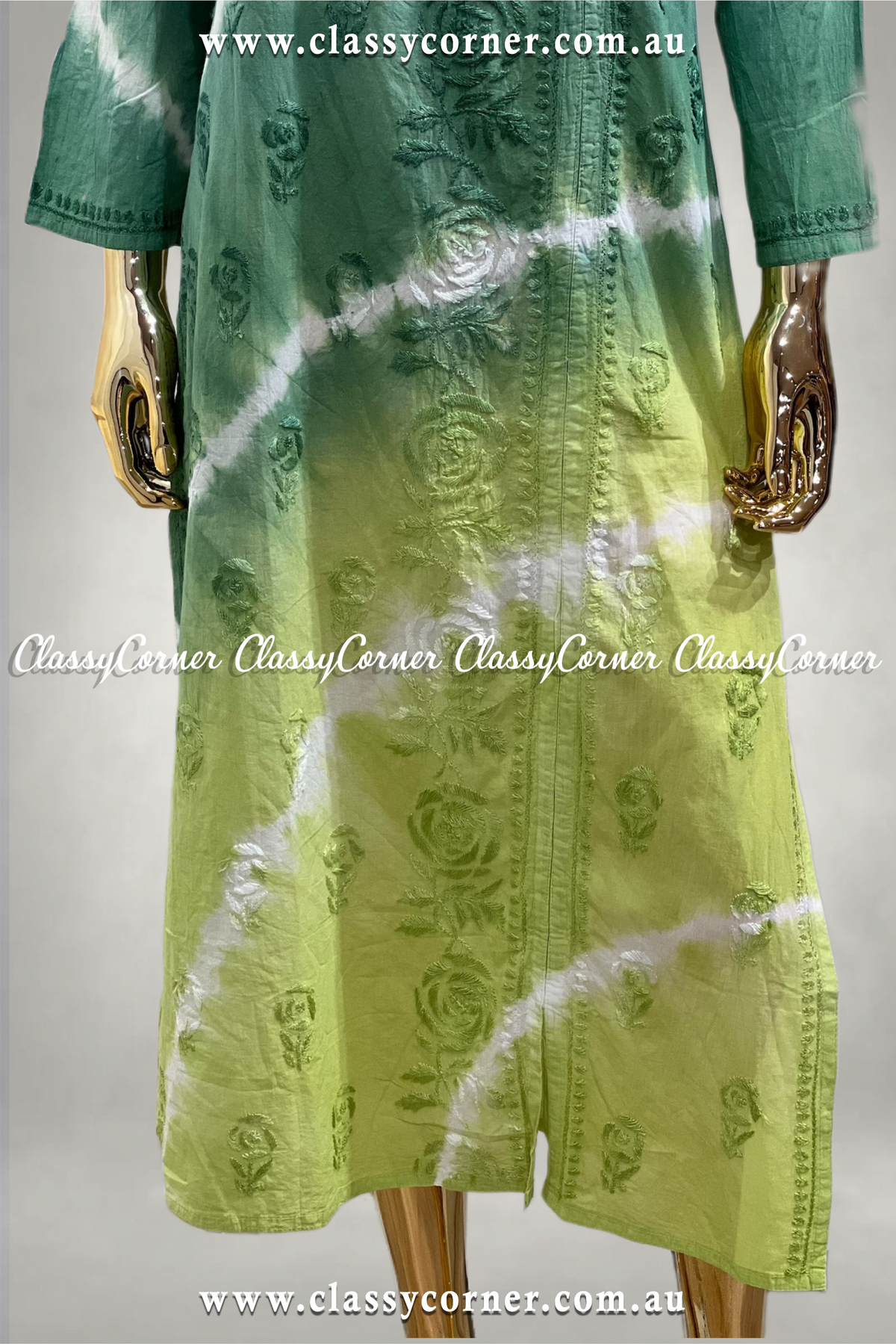 Pistachio Lime Green Embroidered Kurti - Classy Corner