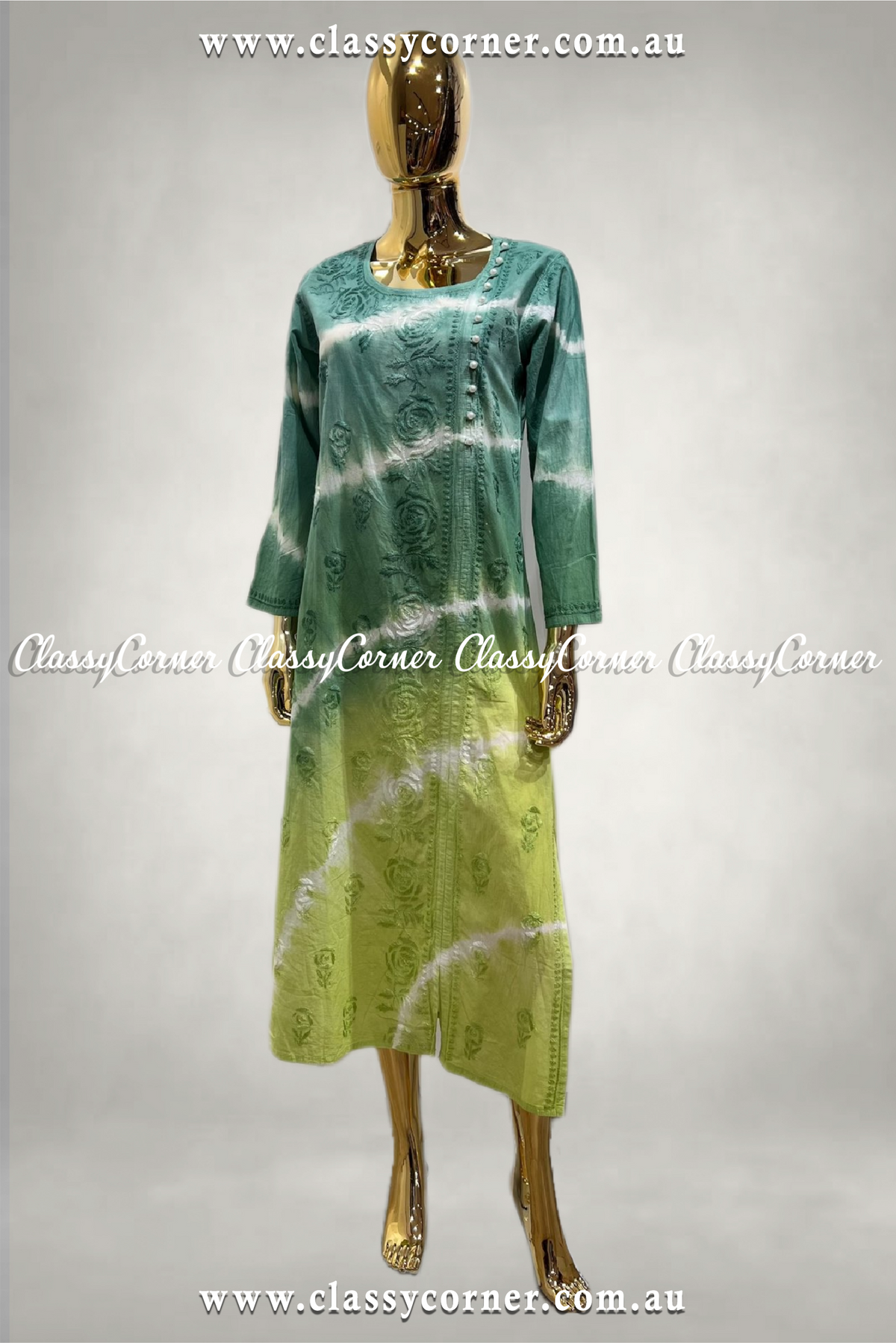 Pistachio Lime Green Embroidered Kurti - Classy Corner