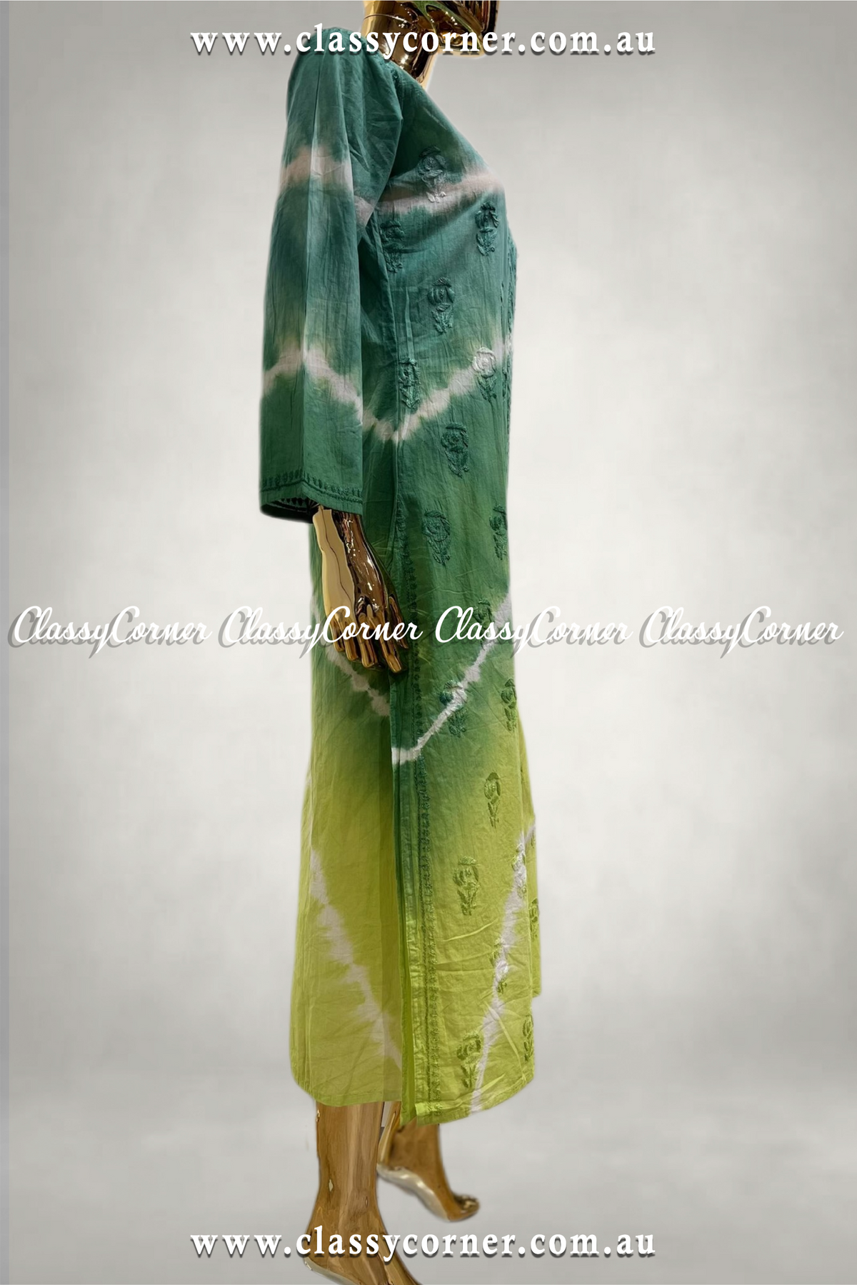 Pistachio Lime Green Embroidered Kurti - Classy Corner