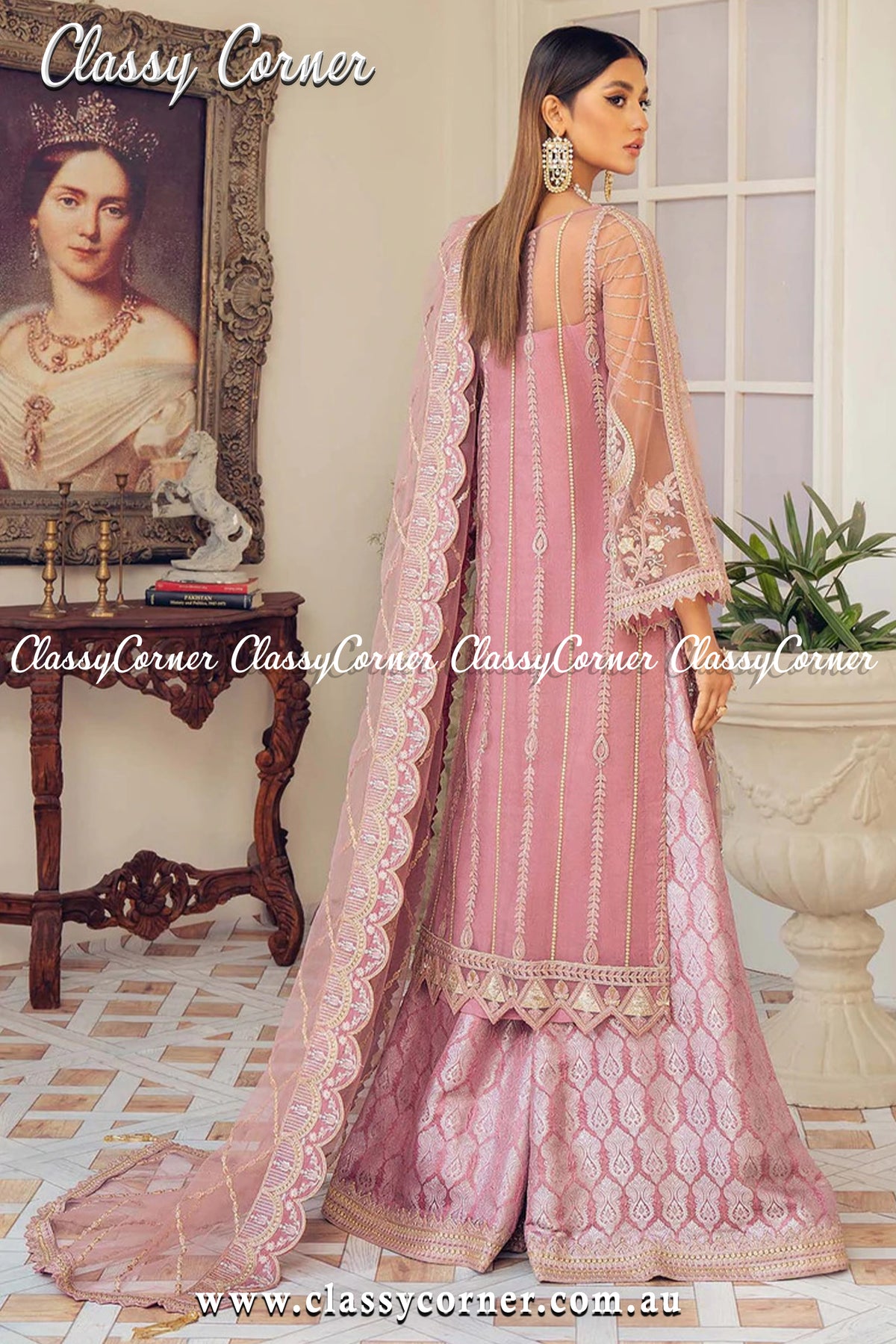 Silver Pink Pakistani Sharara Outfit - Classy Corner