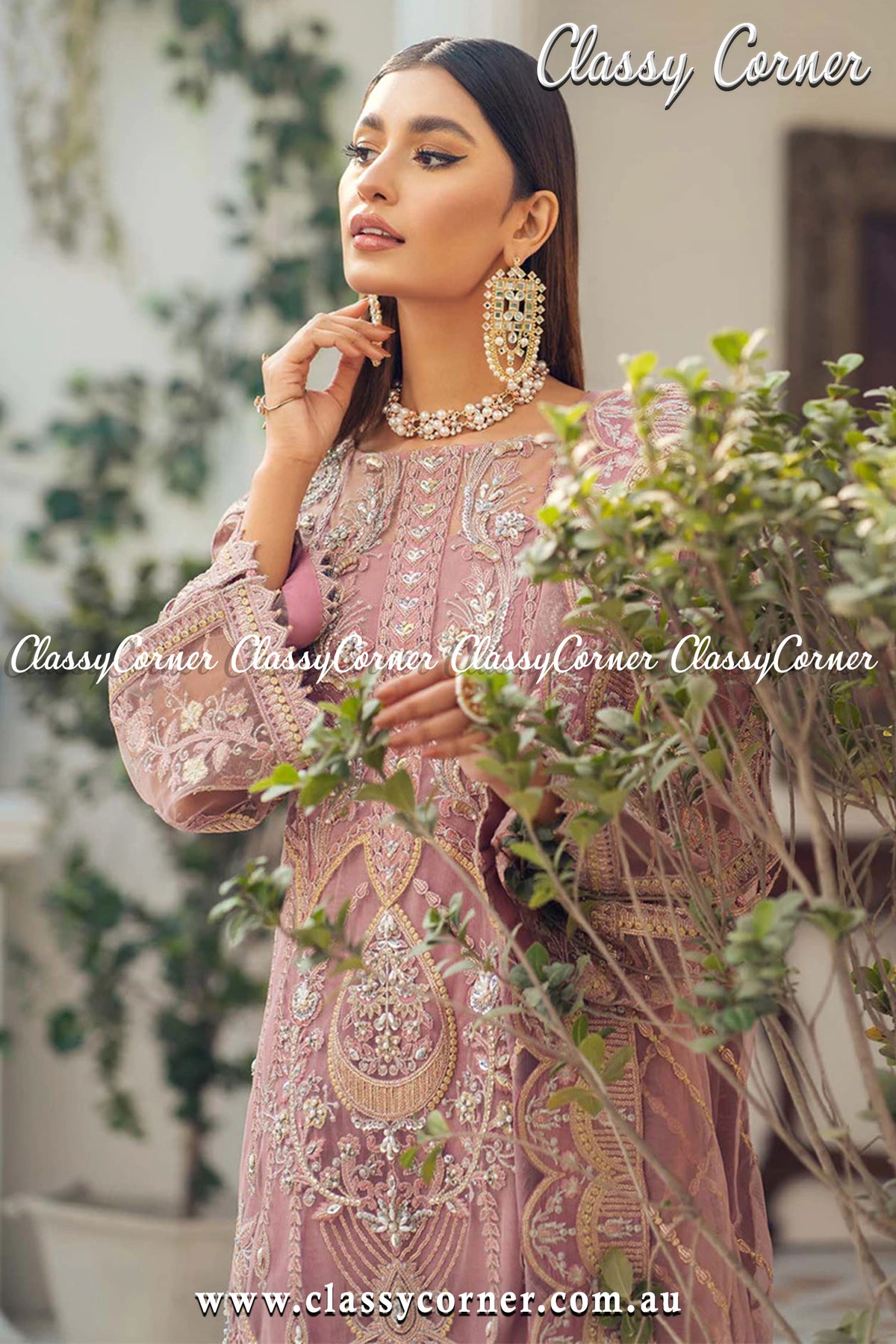 Silver Pink Pakistani Sharara Outfit - Classy Corner