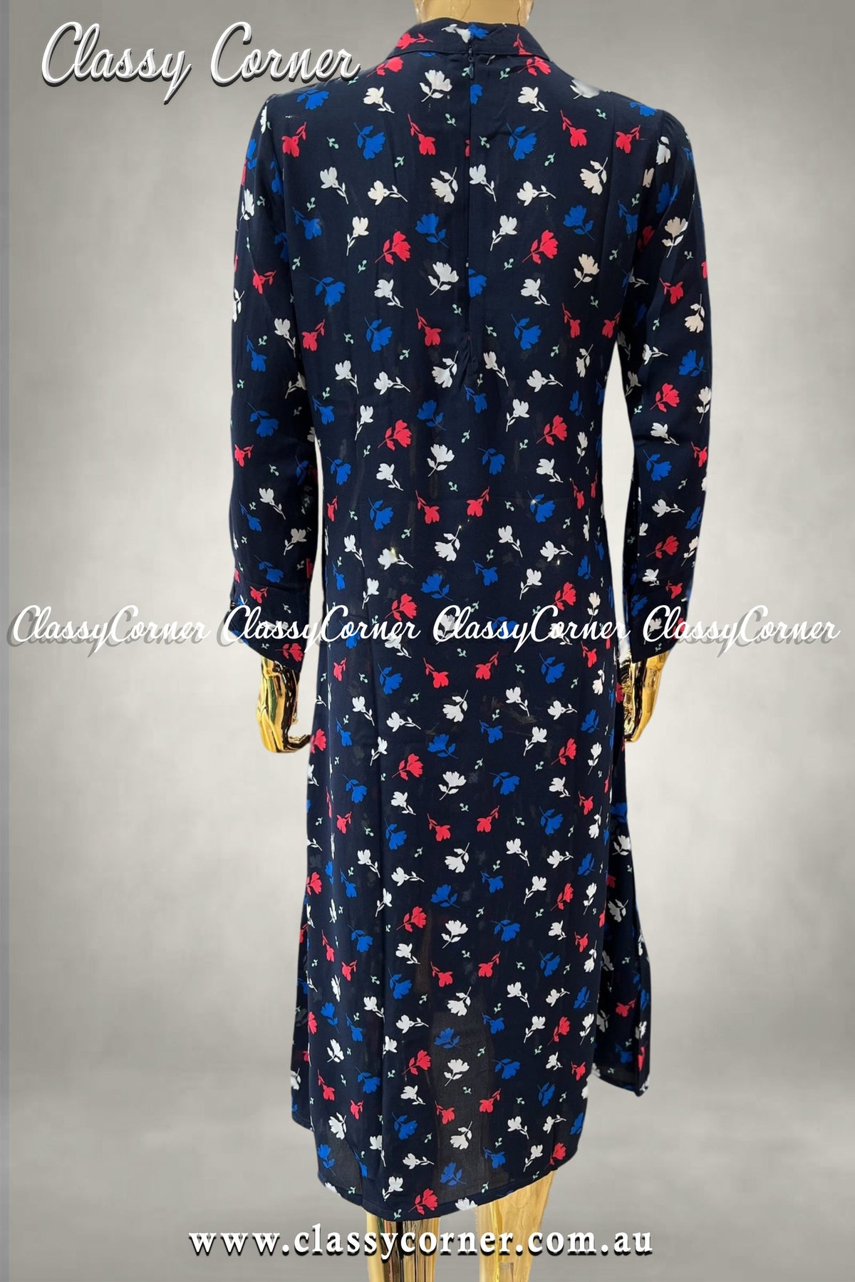 Navy Blue Cotton Printed Single Kurti - Classy Corner