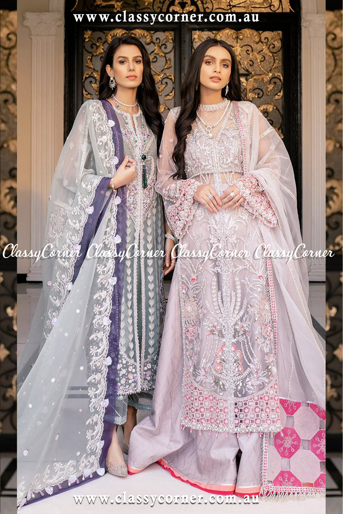 Purple Pink Sharara Dupatta - Classy Corner