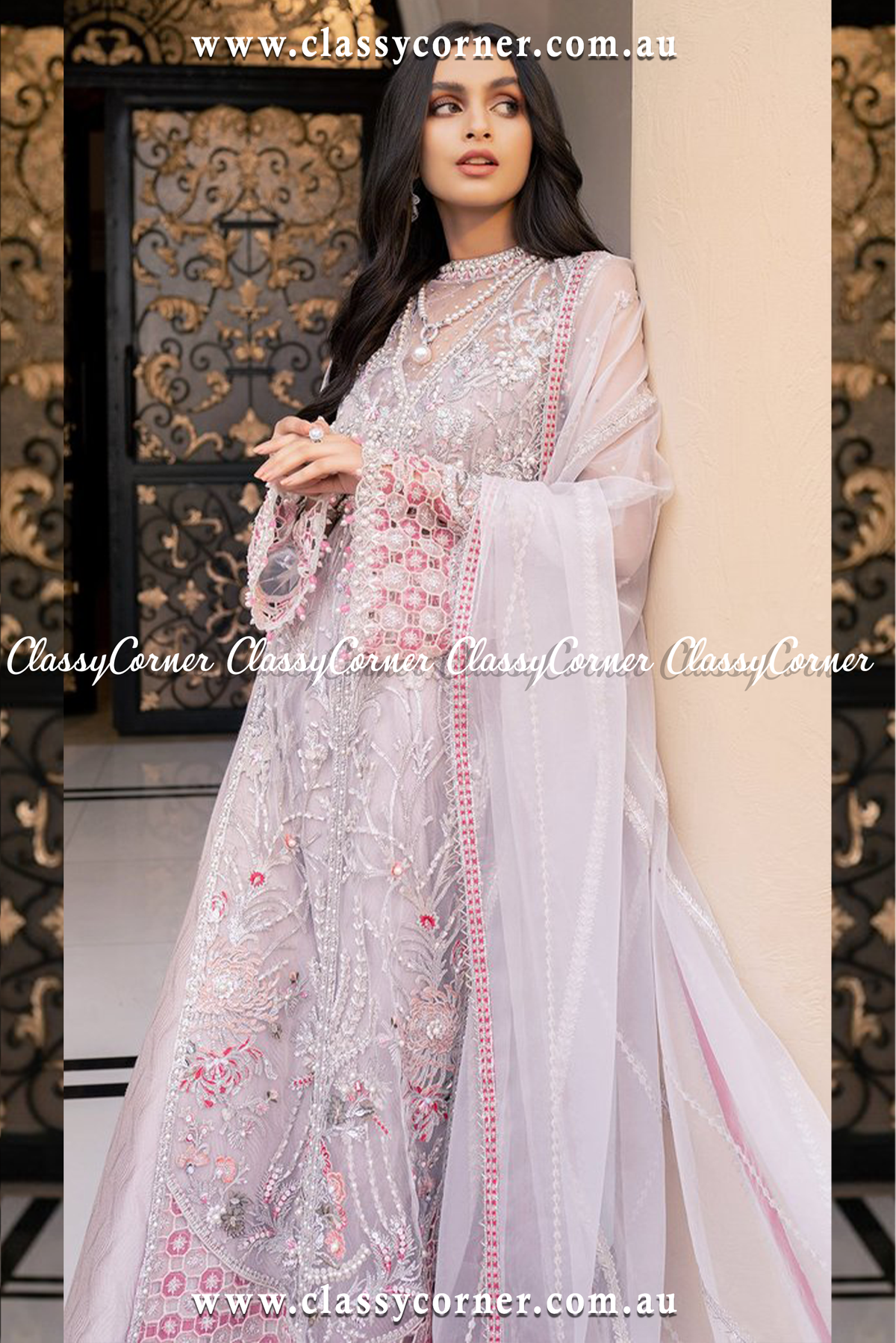 Purple Pink Sharara Dupatta - Classy Corner