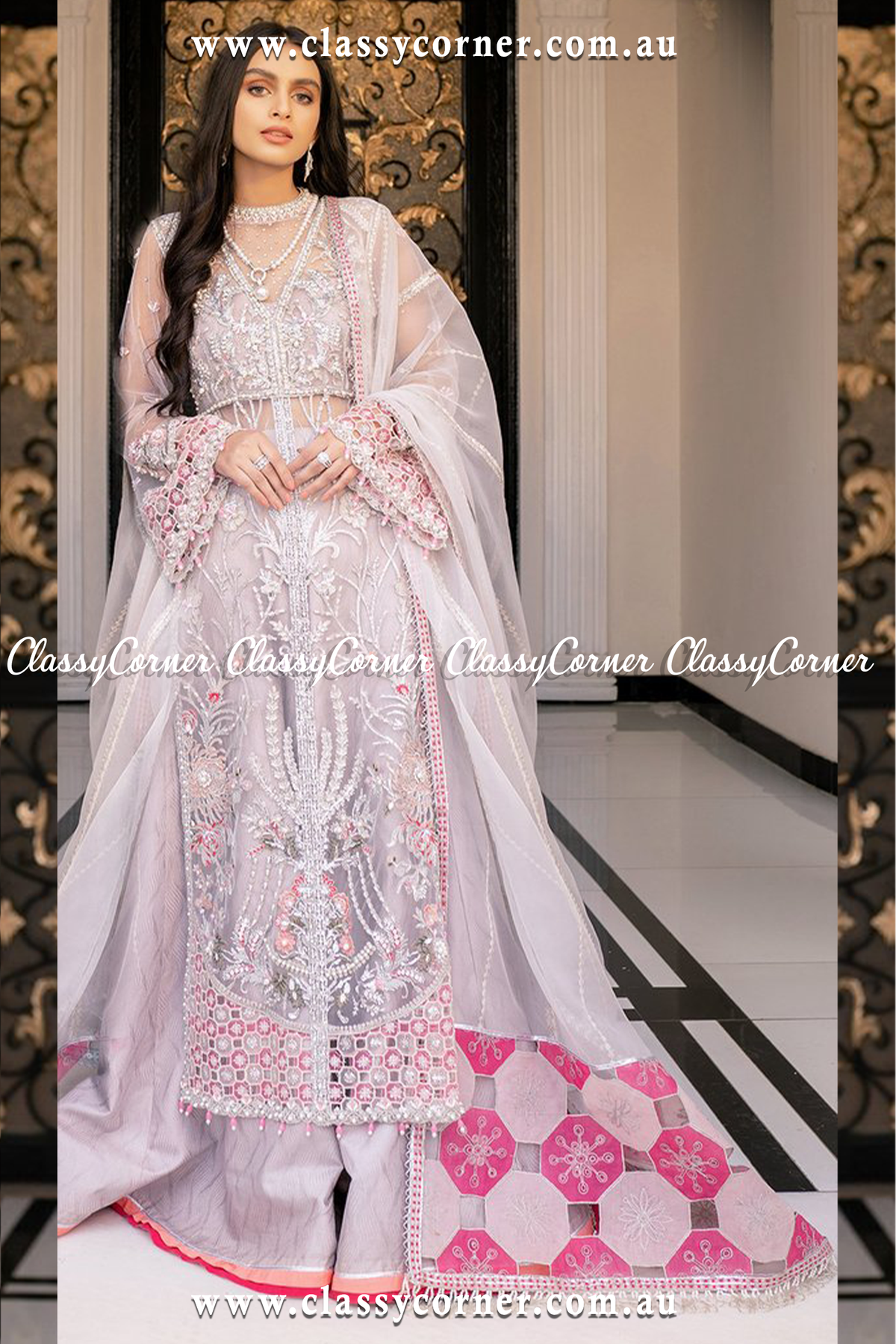 Purple Pink Sharara Dupatta - Classy Corner