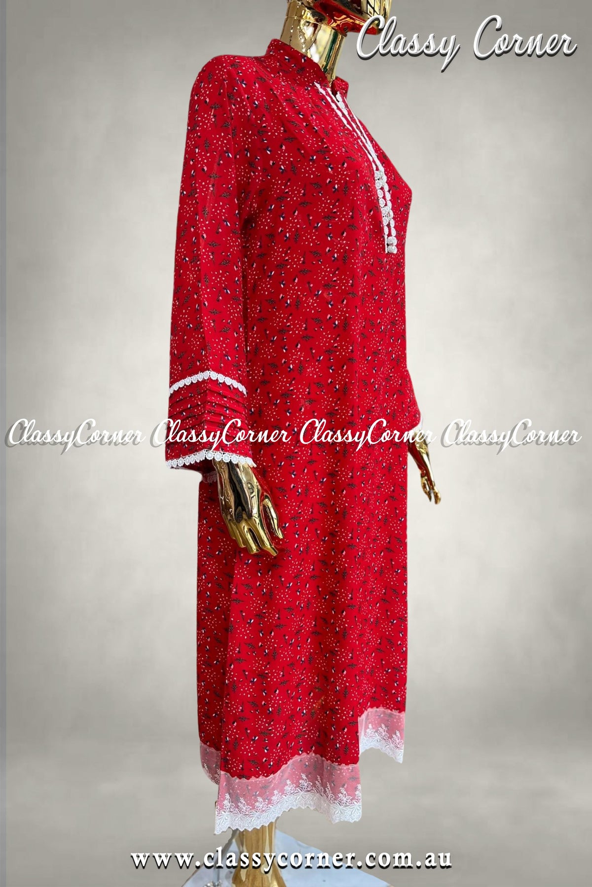 Red White Printed Single Kurti - Classy Corner