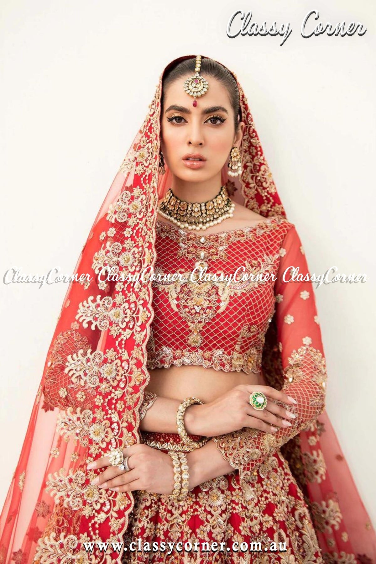 Red Gold Wedding Lehenga - Classy Corner