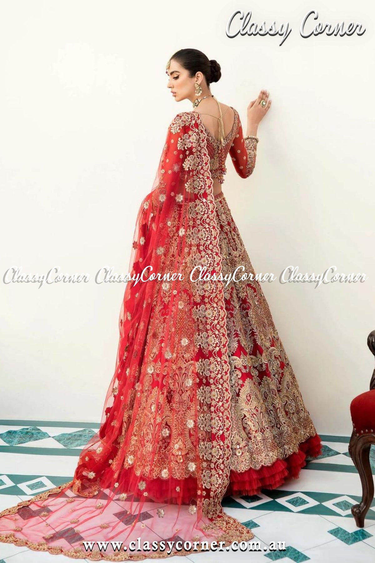 Red Gold Wedding Lehenga - Classy Corner