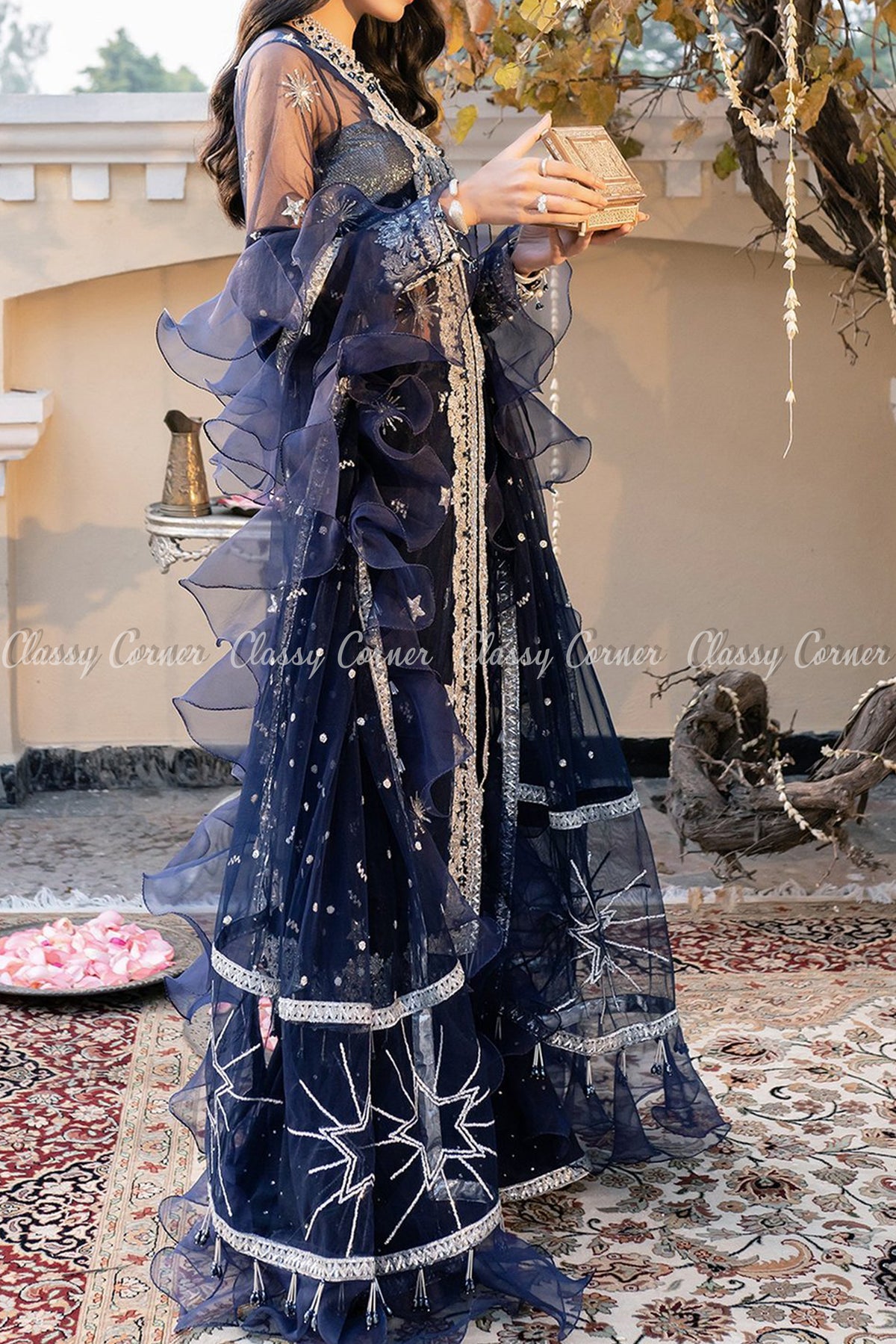 Sparkling Stars Design Midnight Blue Salwar Kameez - Classy Corner