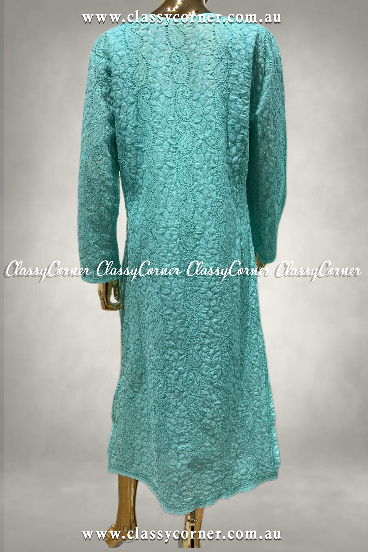 Turquoise Hand Embroidered Kurti - Classy Corner