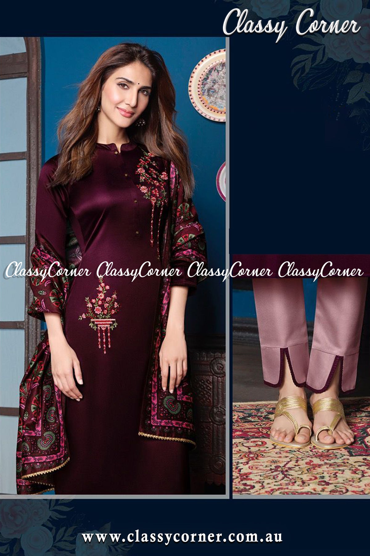 Purple Lilac Silk Indian Suit - Classy Corner