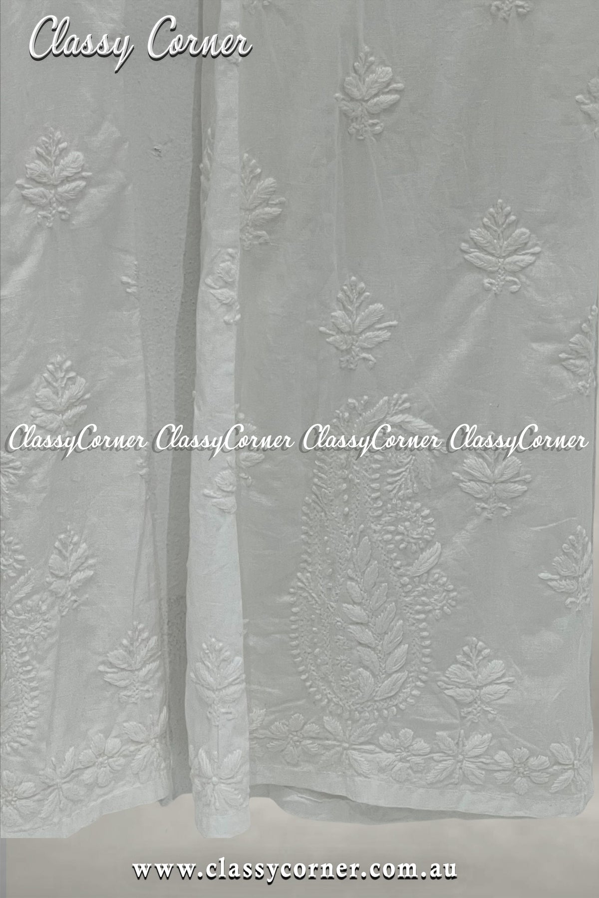 White Embroidered Border Design Trouser - Classy Corner