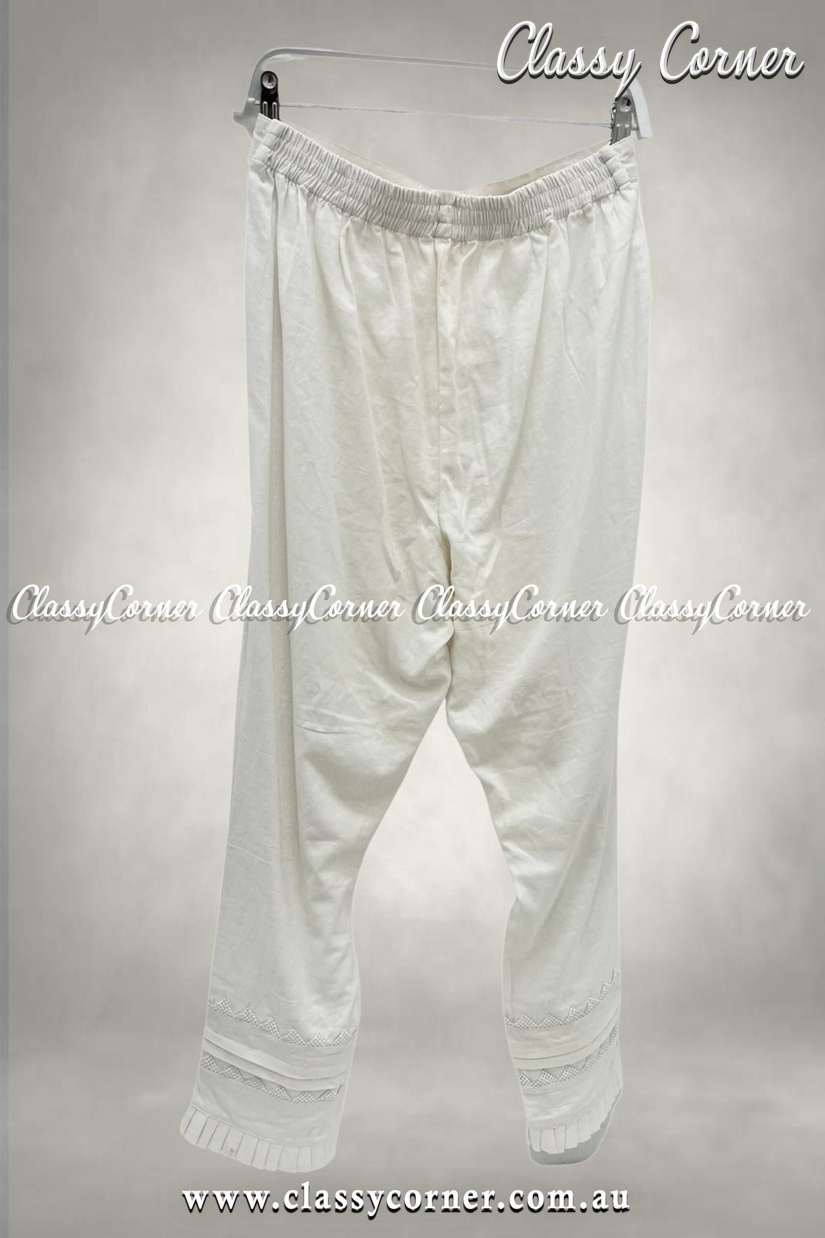 White Lace Border Design Trouser - Classy Corner