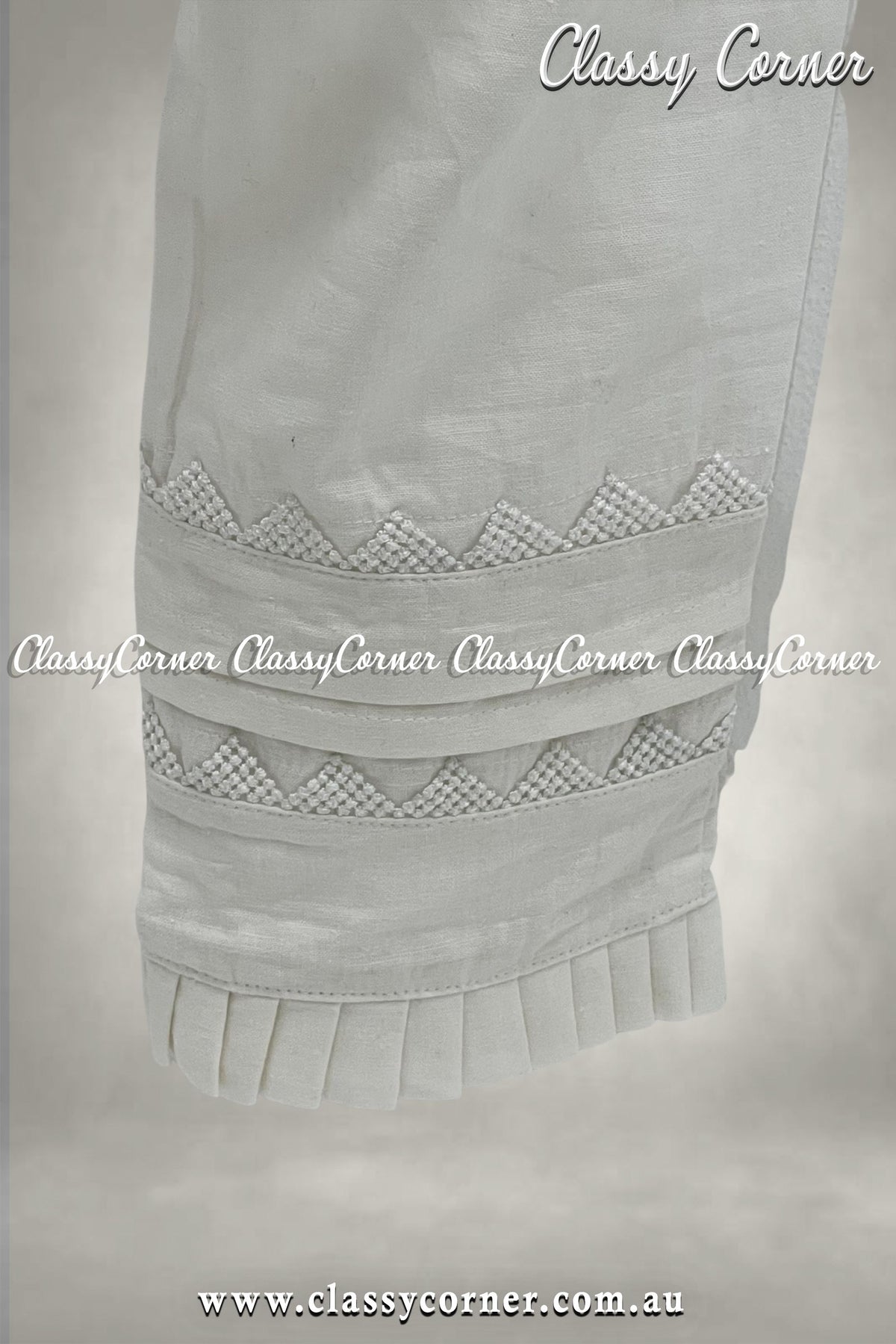 White Lace Border Design Trouser - Classy Corner