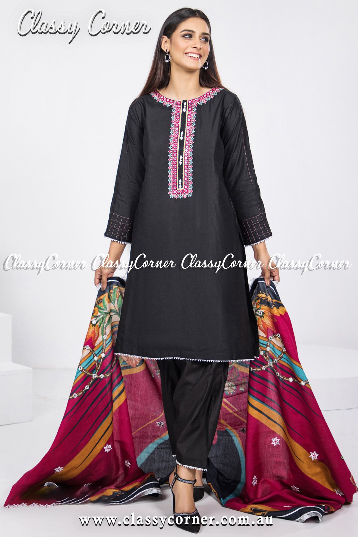 Black Formal Pakistani Salwar Kameez - Classy Corner